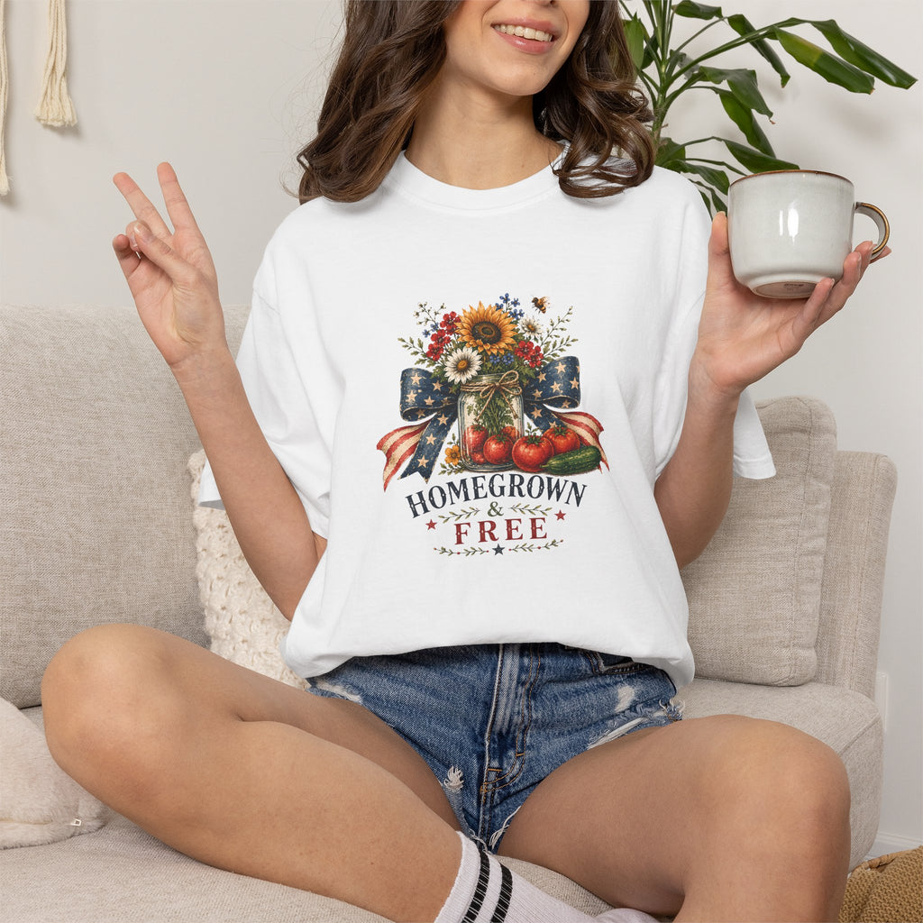 Patriotic Sunflower "Homegrown & Free" T-Shirt