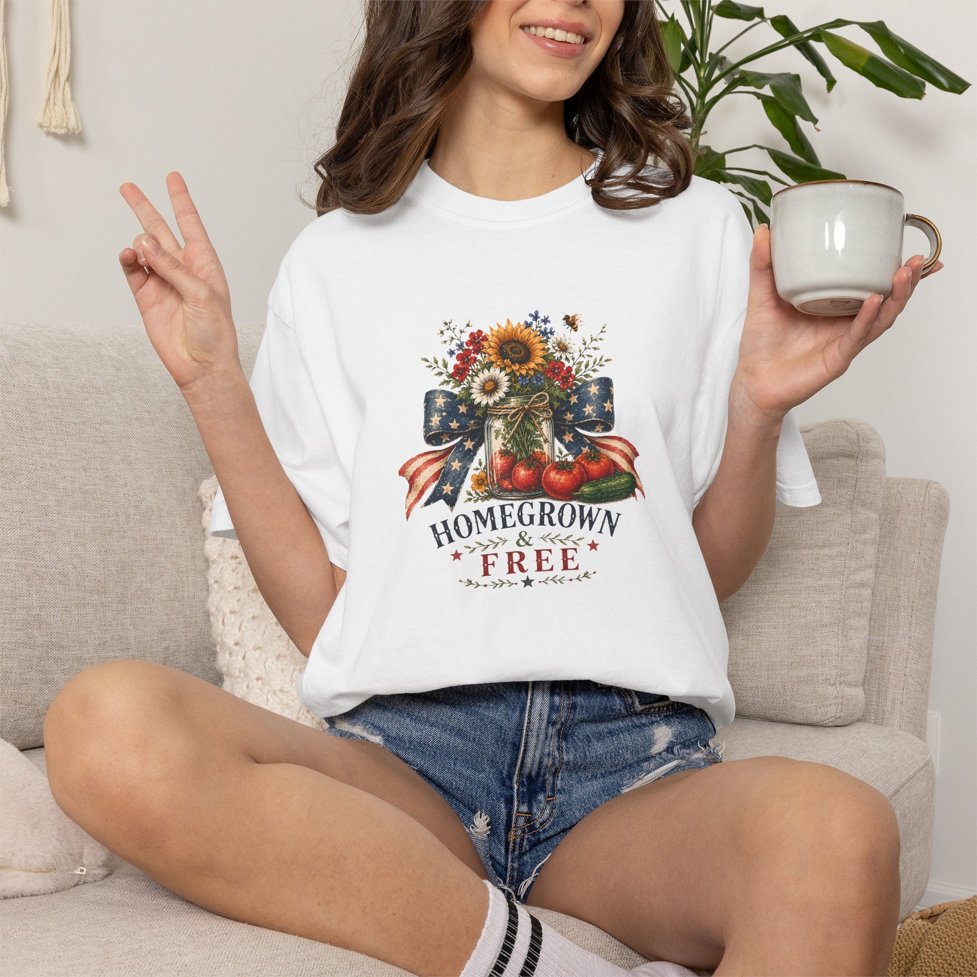 Patriotic Sunflower "Homegrown & Free" T-Shirt