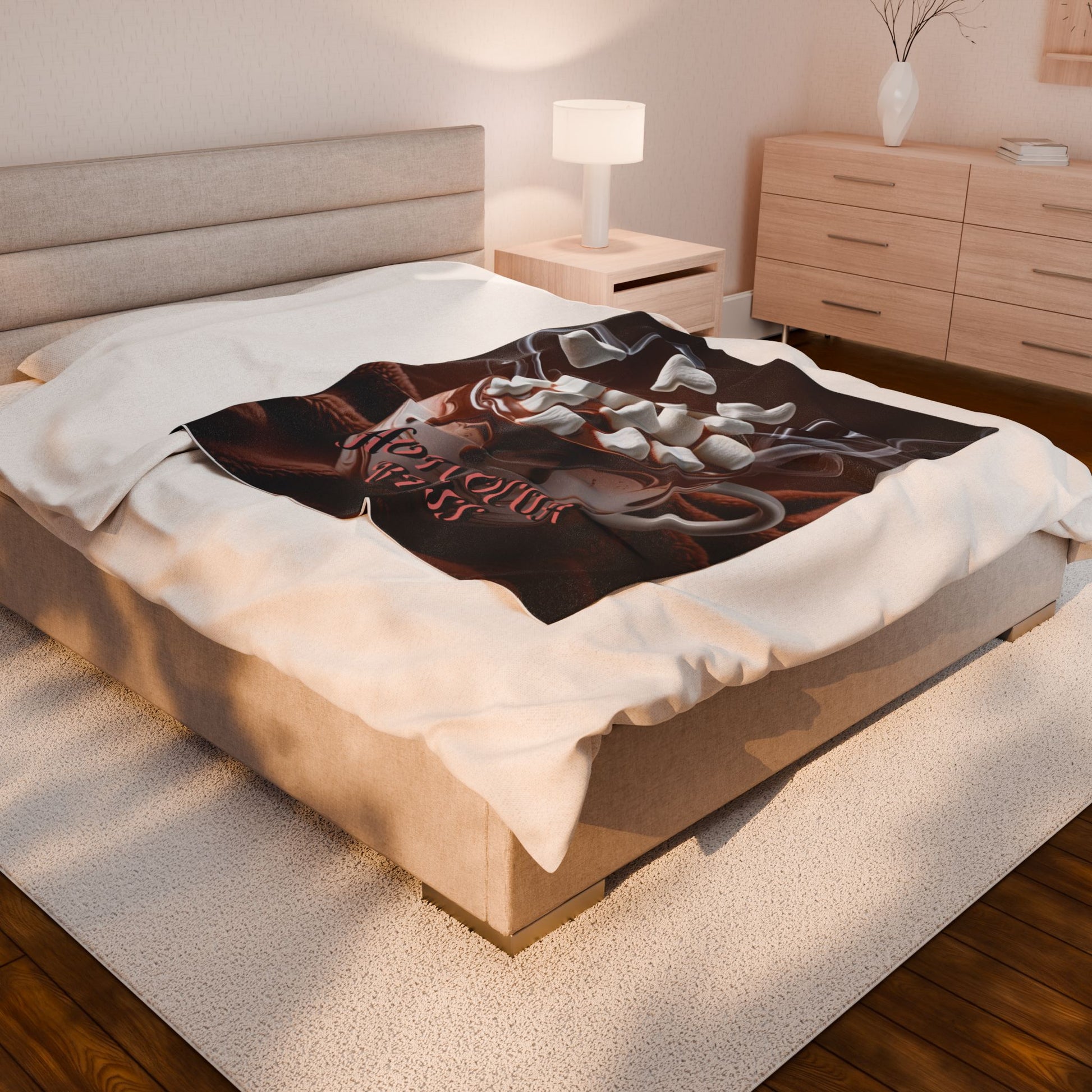 Cozy Hot Cocoa Bliss Velveteen Plush Blanket - Ideal for Winter Nights, Perfect for Gifts, Home Decor, Snuggling, and Relaxing