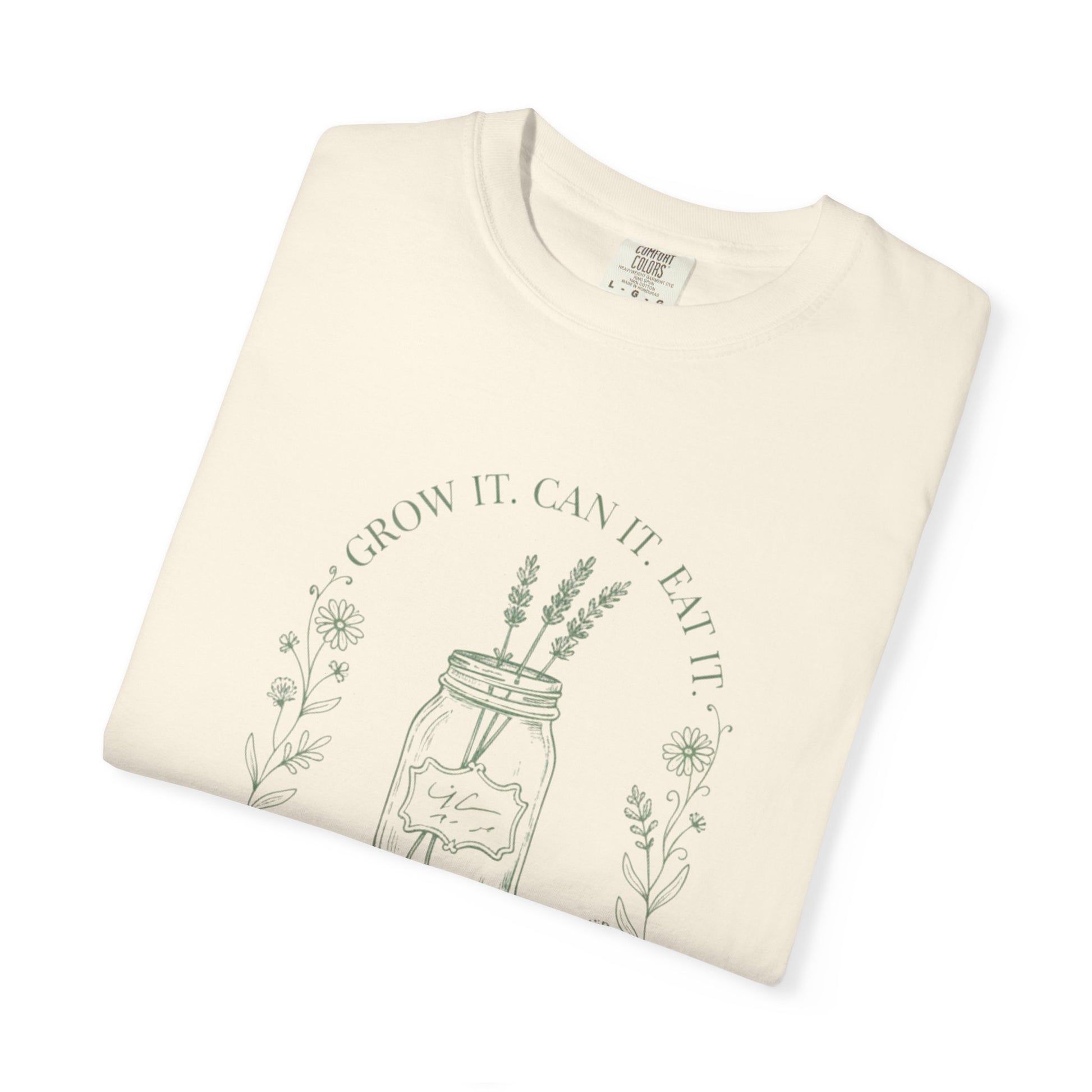 Mason Jar Wildflowers T-Shirt — "Grow It. Can It. Eat It."