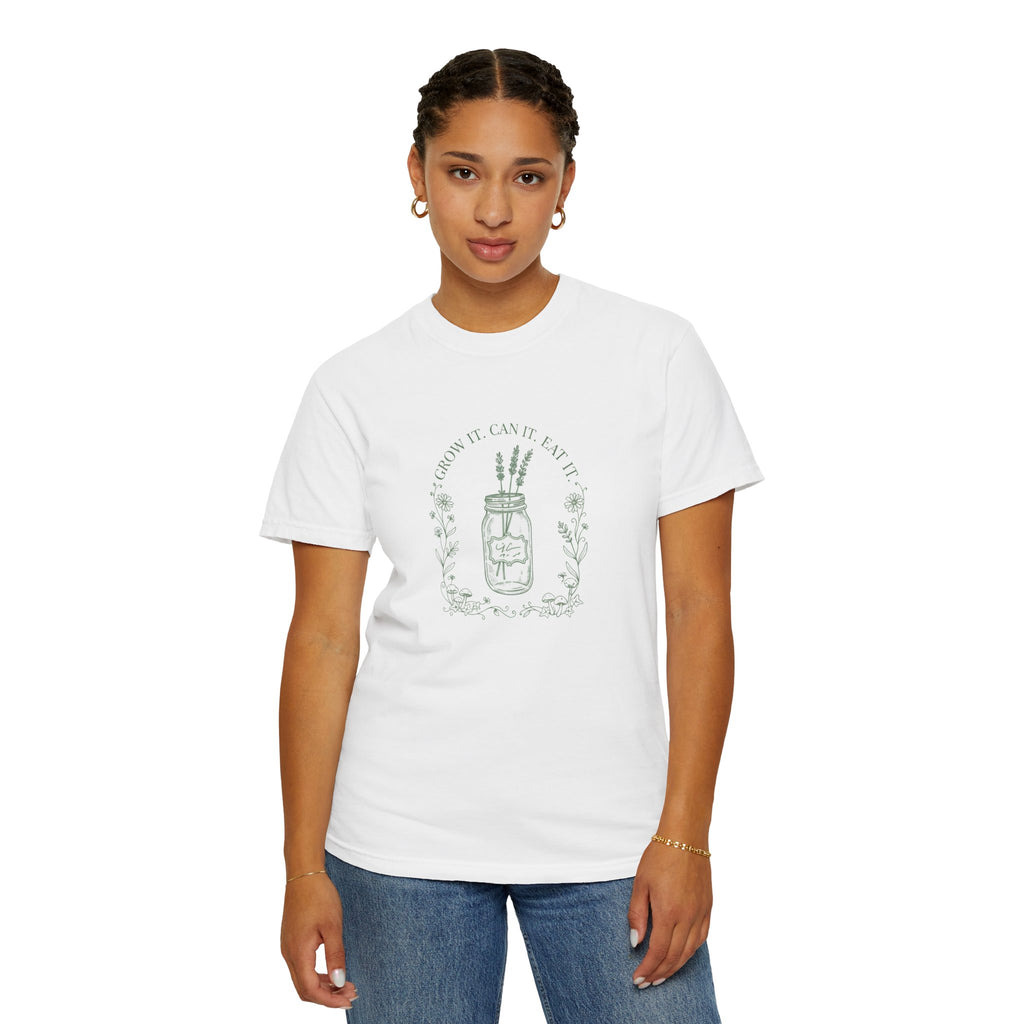 Mason Jar Wildflowers T-Shirt — "Grow It. Can It. Eat It."