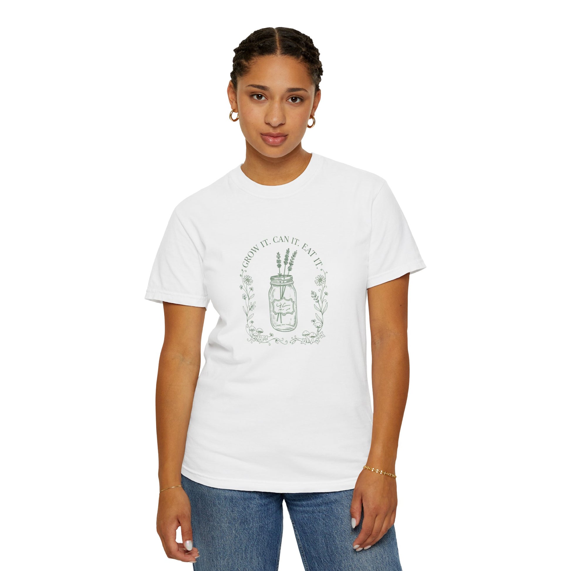 Mason Jar Wildflowers T-Shirt — "Grow It. Can It. Eat It."