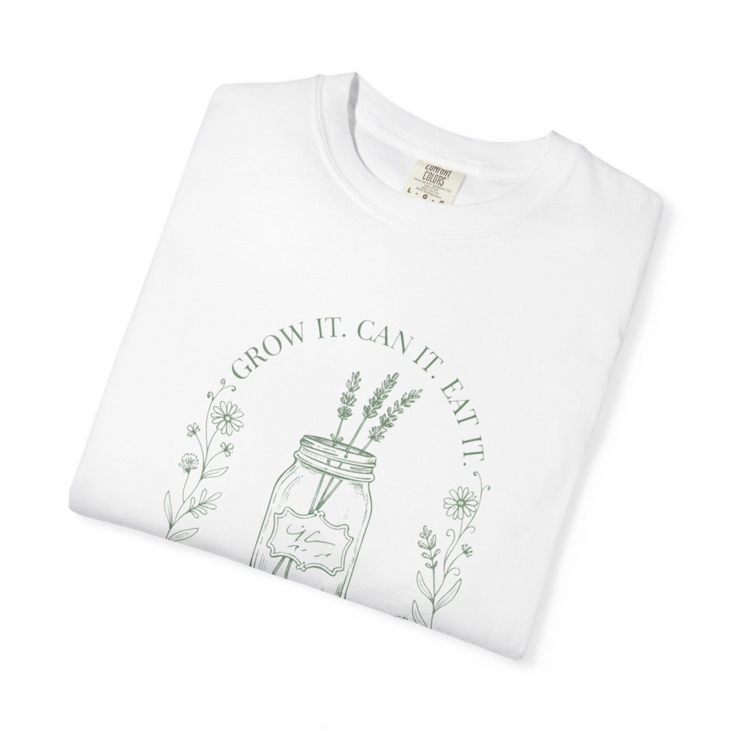 Mason Jar Wildflowers T-Shirt — "Grow It. Can It. Eat It."