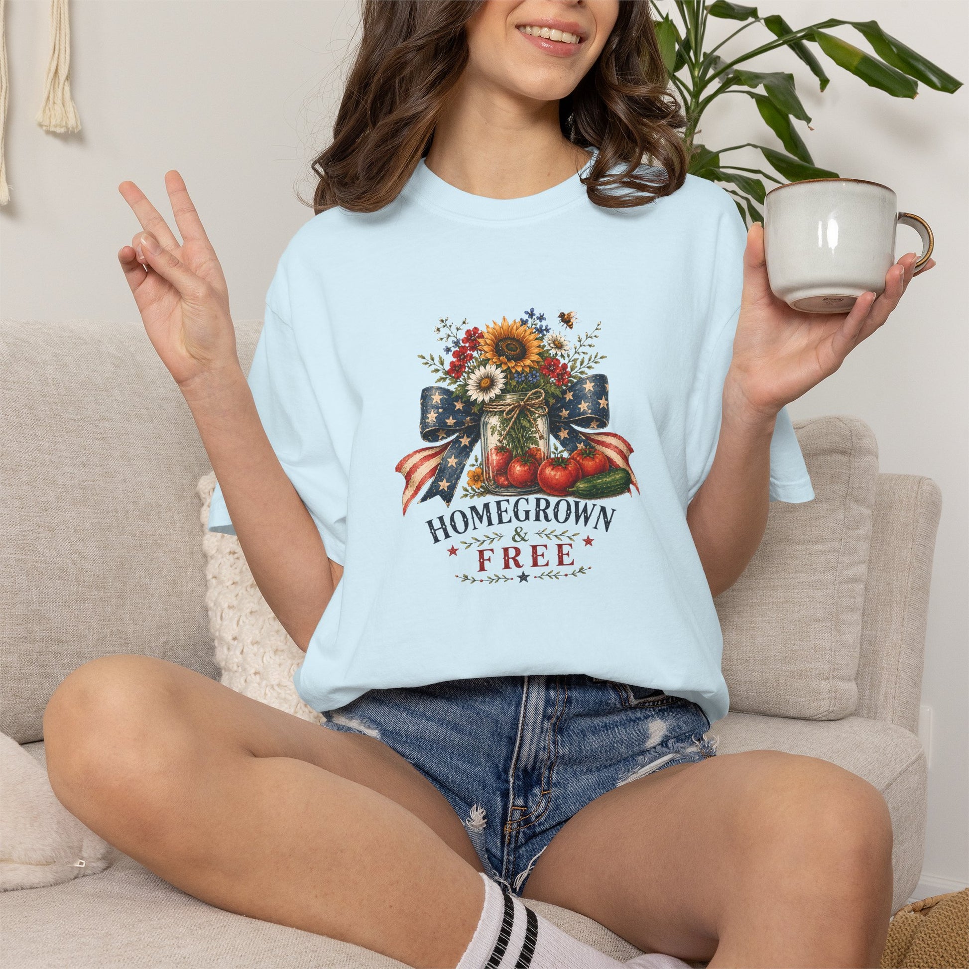 Patriotic Sunflower "Homegrown & Free" T-Shirt
