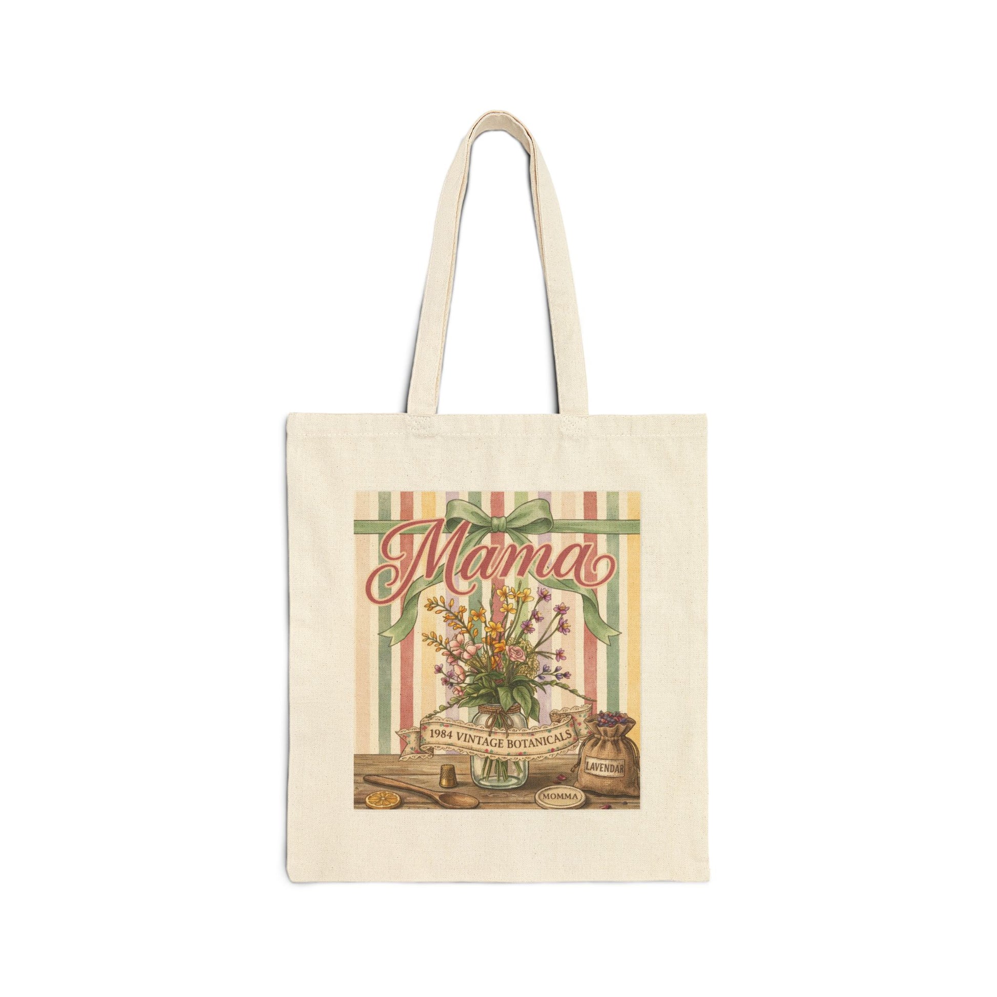 Mama Tote Bag, Cottagecore Floral Canvas Tote, Vintage Garden Mom Gift, Cute Mothers Day Gift for Her