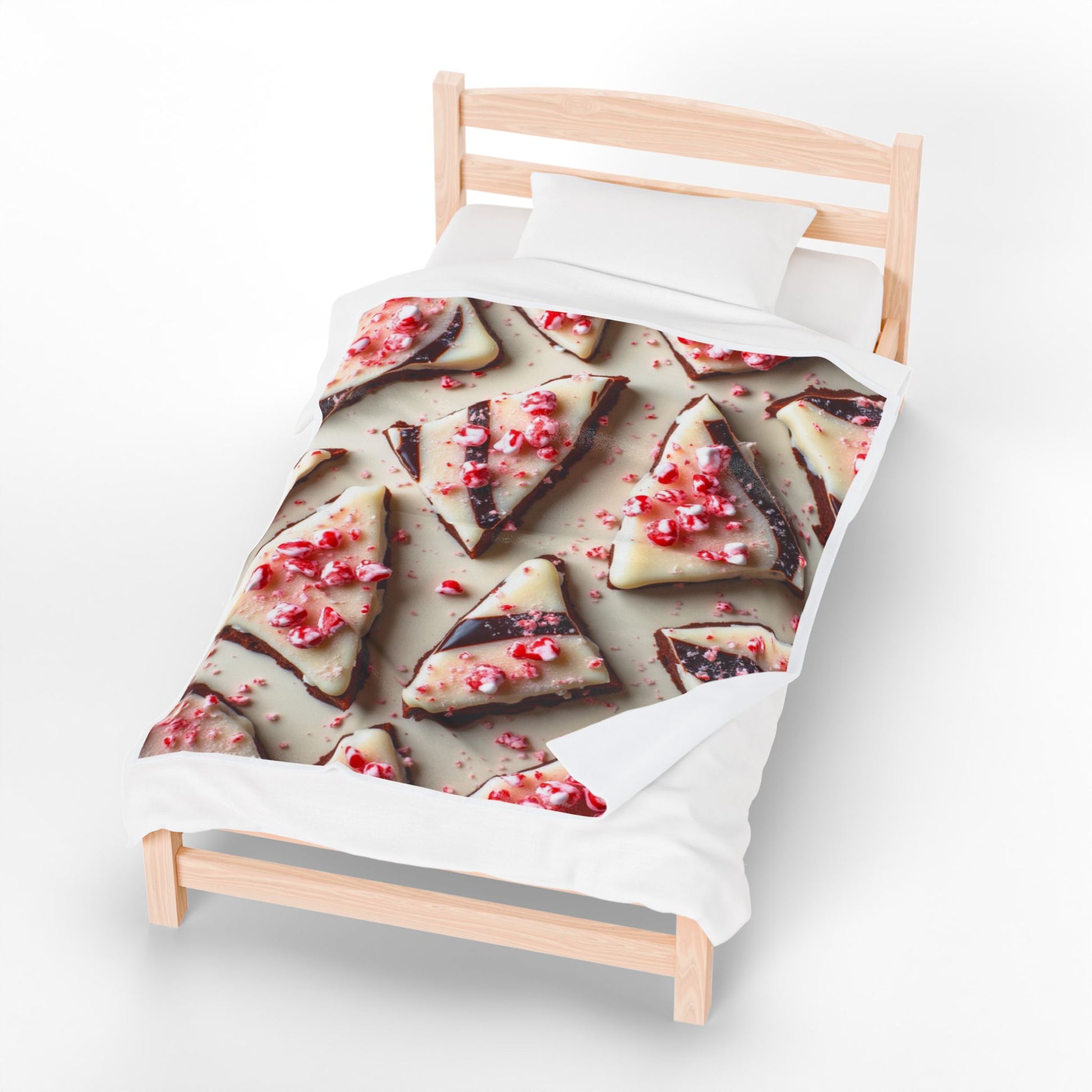 Peppermint Bark Delight Velveteen Blanket