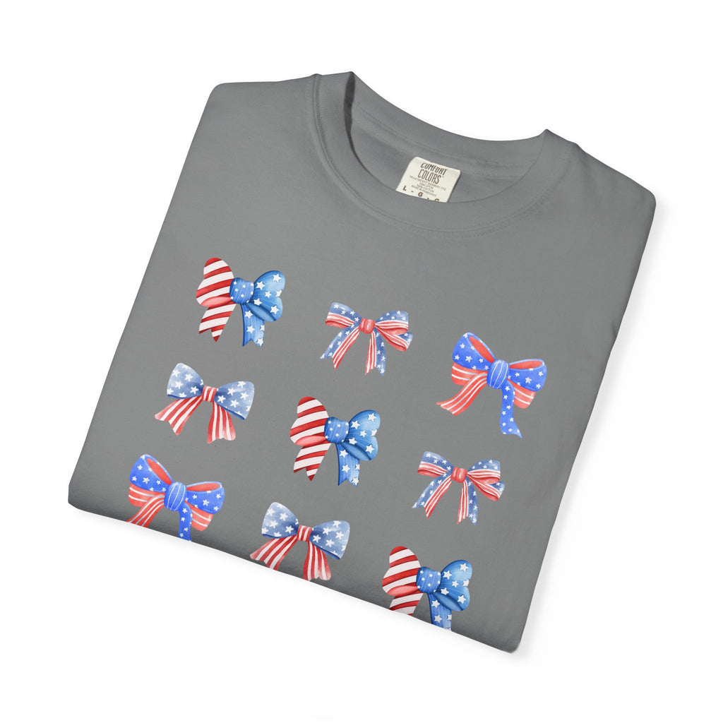 Patriotic Ribbon Bows T-Shirt — American Flag 4th of July Tee