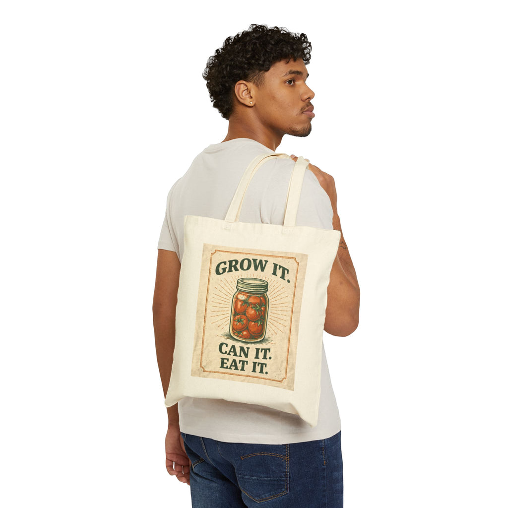 Grow It. Can It. Eat It. Canvas Tote - Gardening & Canning Market Bag