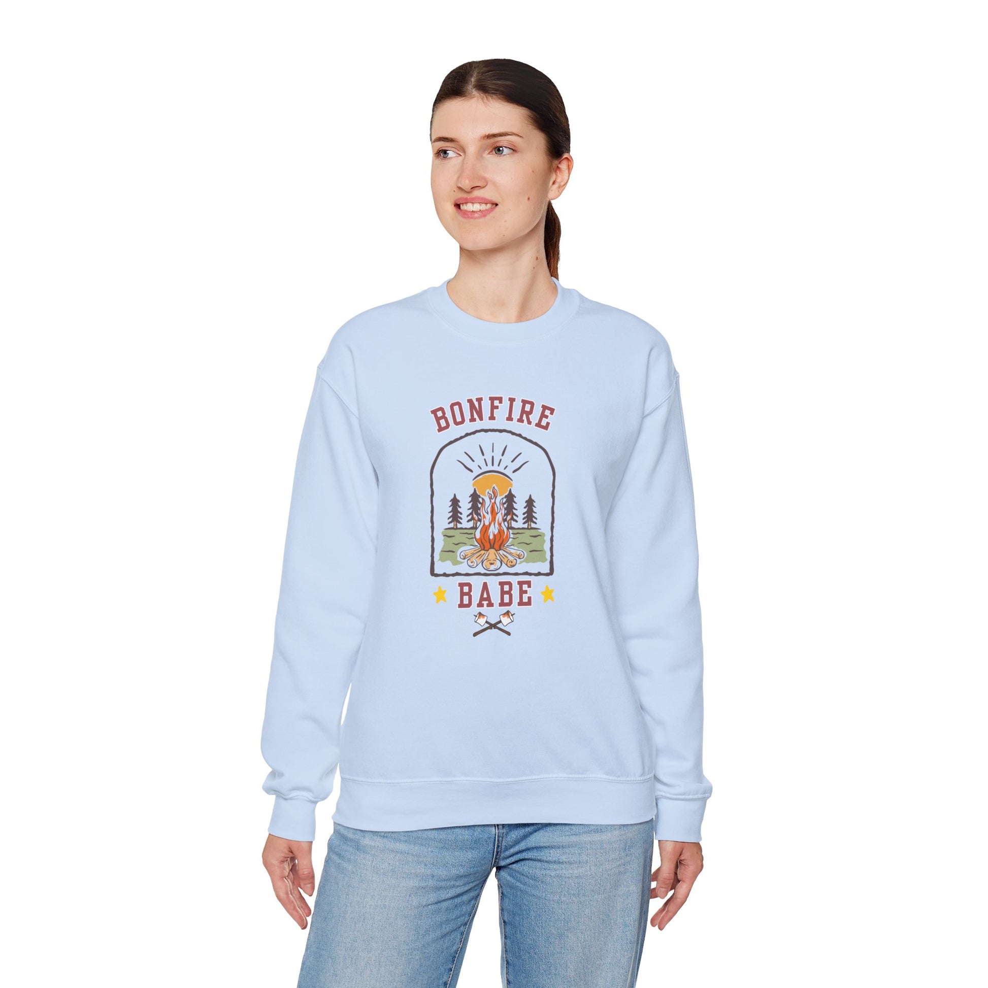 Bonfire Babe Crewneck Sweatshirt – Cozy Fall Campfire Pullover for Outdoor Lovers