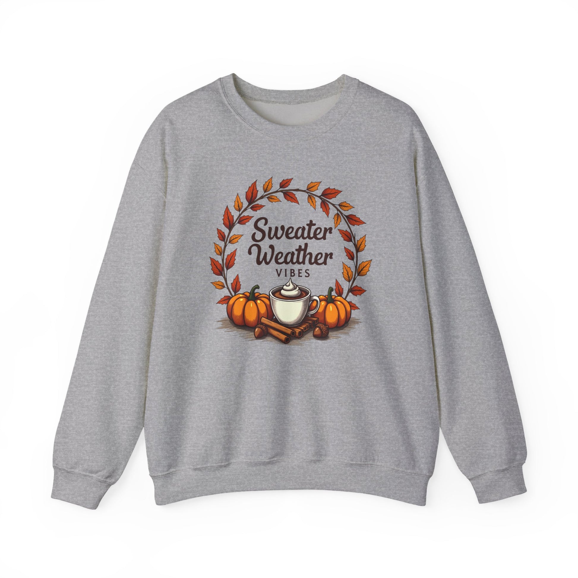 Sweater Weather Vibes, Cozy Fall Pumpkin Coffee Sweatshirt