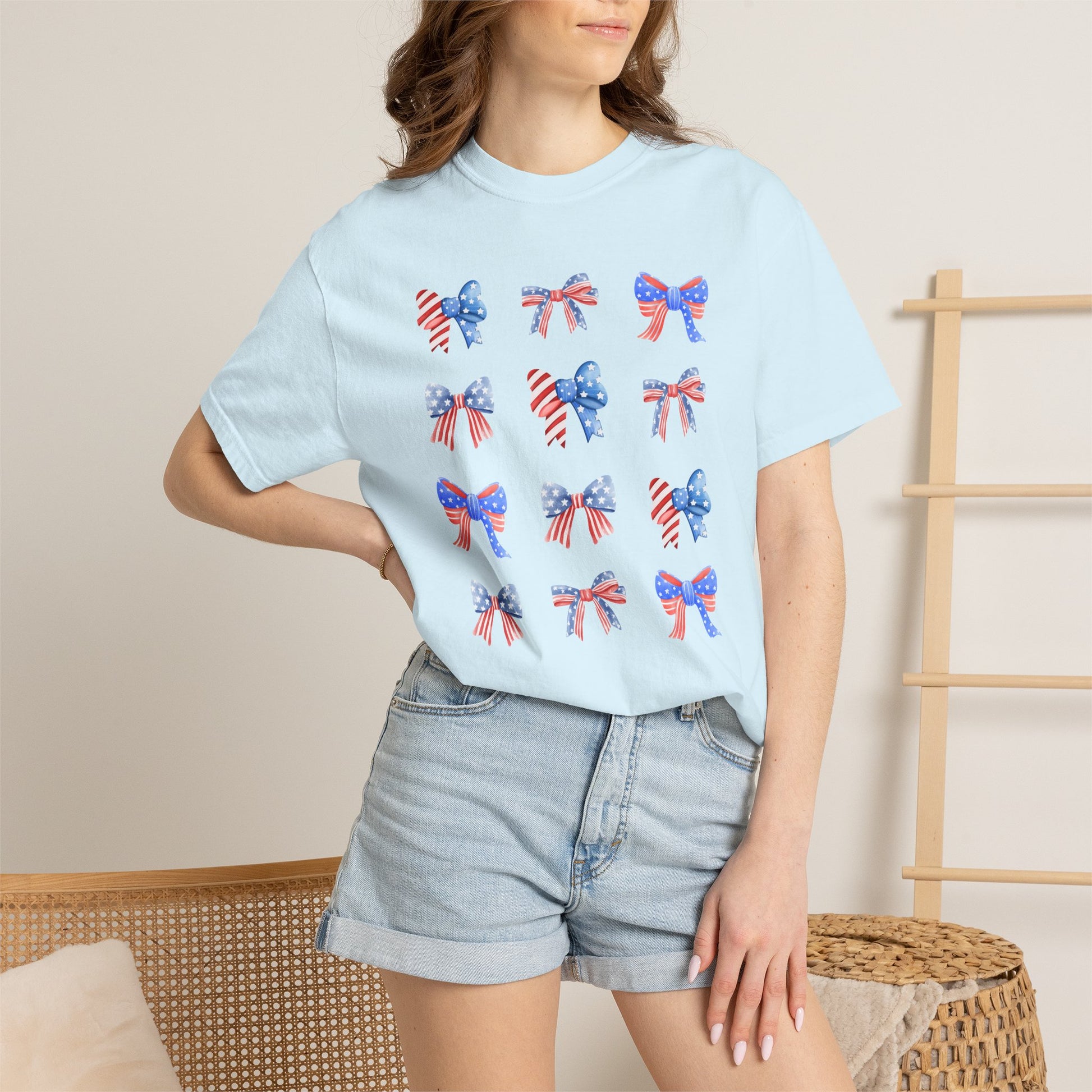 Patriotic Ribbon Bows T-Shirt — American Flag 4th of July Tee