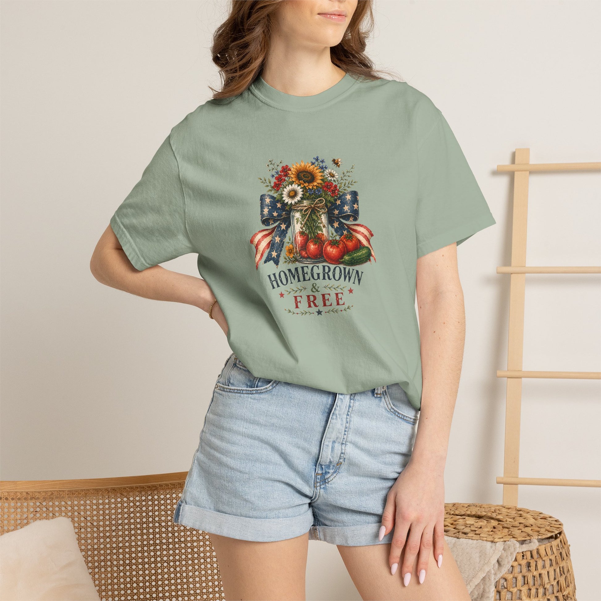 Patriotic Sunflower "Homegrown & Free" T-Shirt