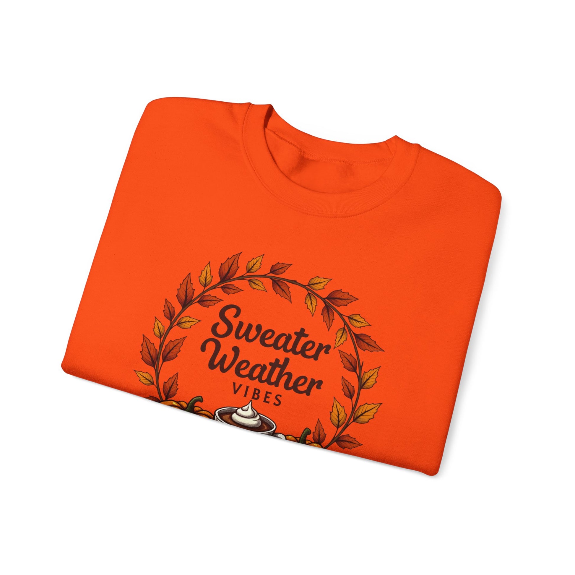Sweater Weather Vibes, Cozy Fall Pumpkin Coffee Sweatshirt