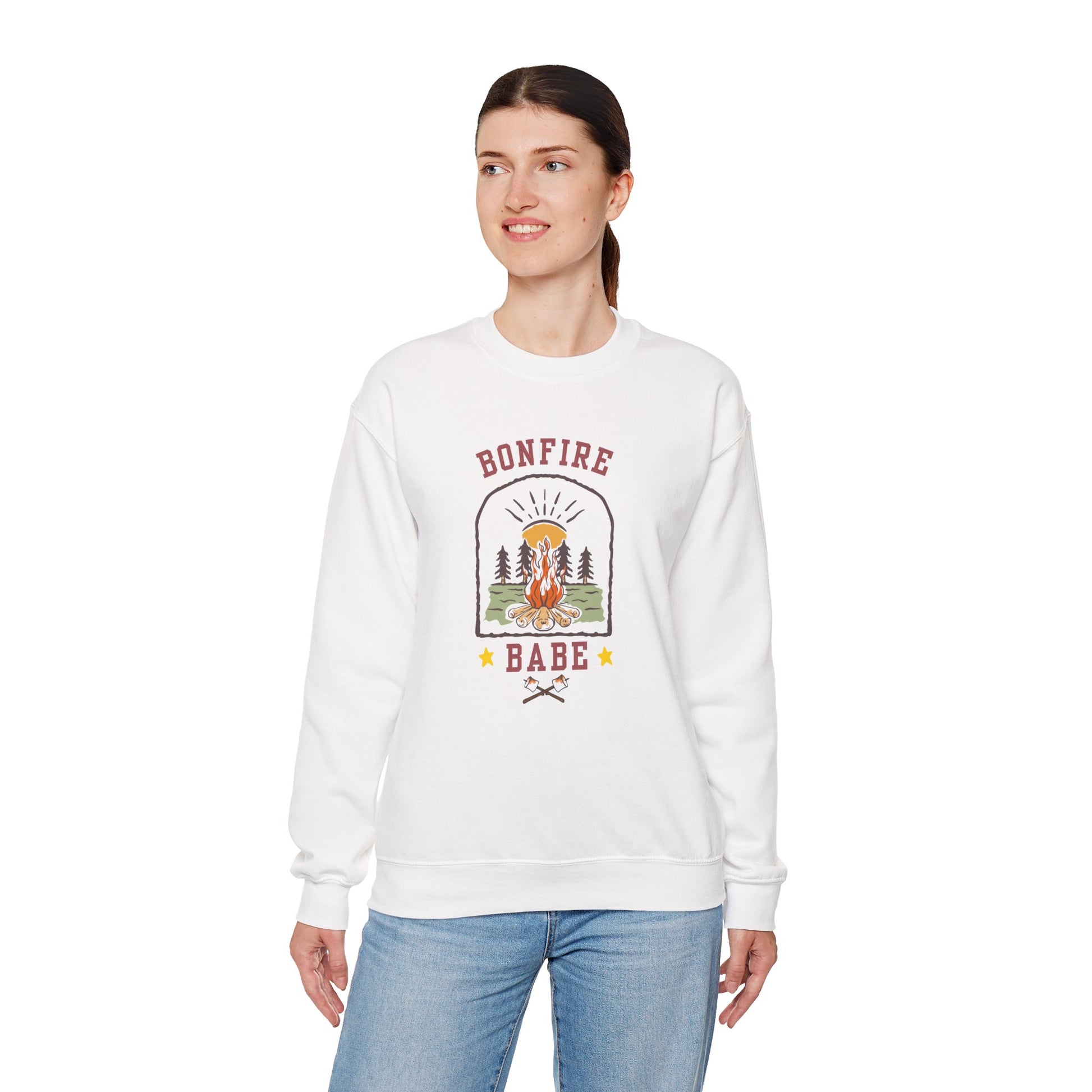 Bonfire Babe Crewneck Sweatshirt – Cozy Fall Campfire Pullover for Outdoor Lovers