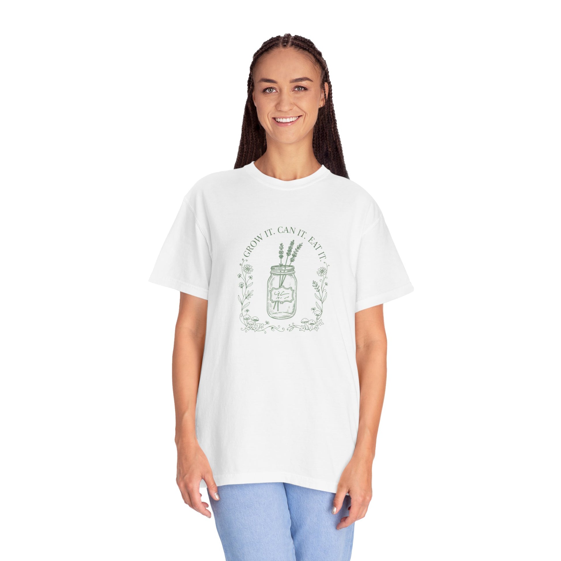 Mason Jar Wildflowers T-Shirt — "Grow It. Can It. Eat It."