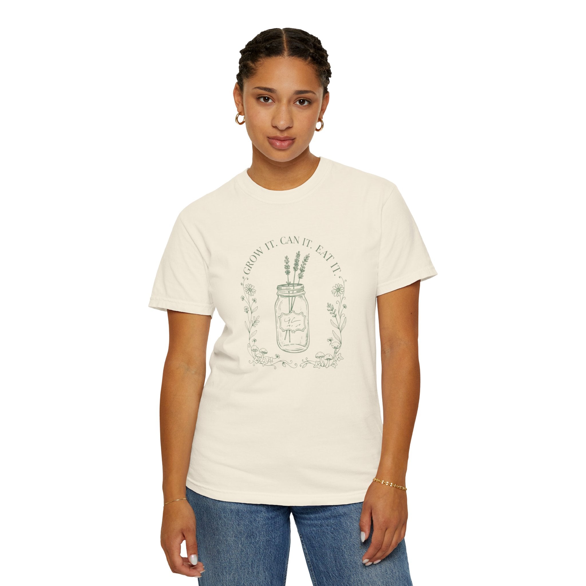 Mason Jar Wildflowers T-Shirt — "Grow It. Can It. Eat It."