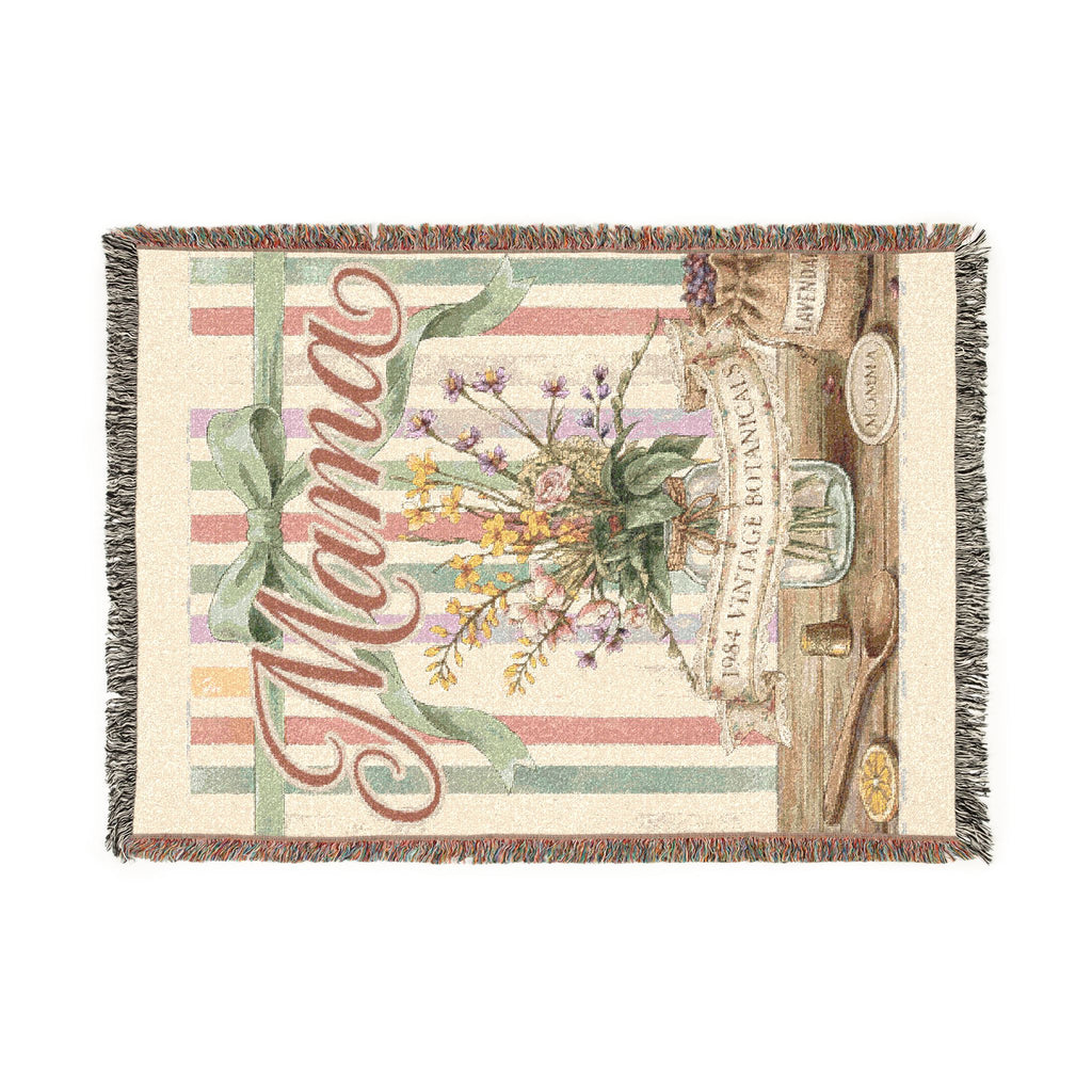 Floral Mama Woven Blanket | Cozy Cotton Throw Gift for Mom