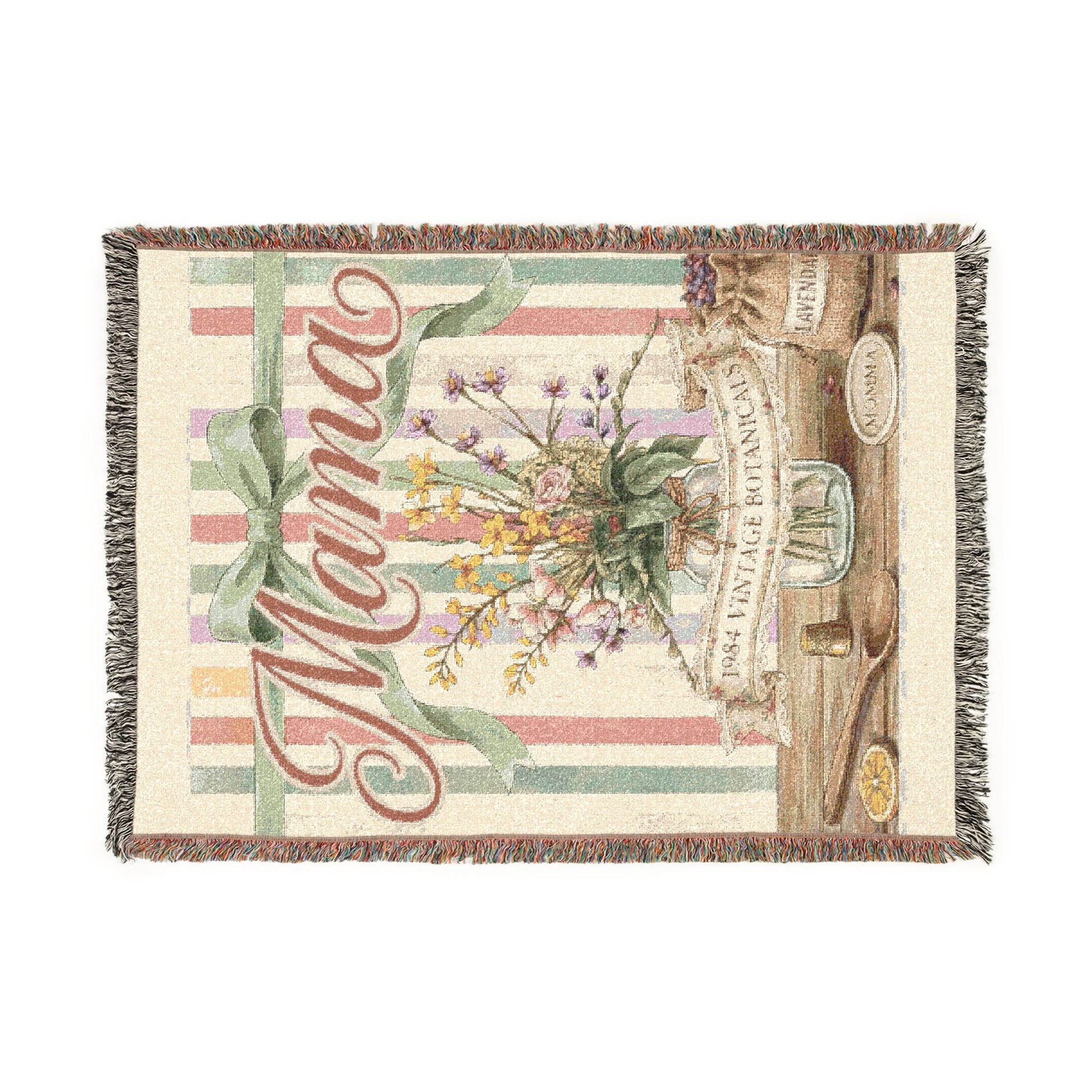 Floral Mama Woven Blanket | Cozy Cotton Throw Gift for Mom