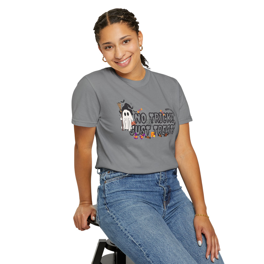 No Tricks Just Treats Halloween Garment-Dyed T-Shirt