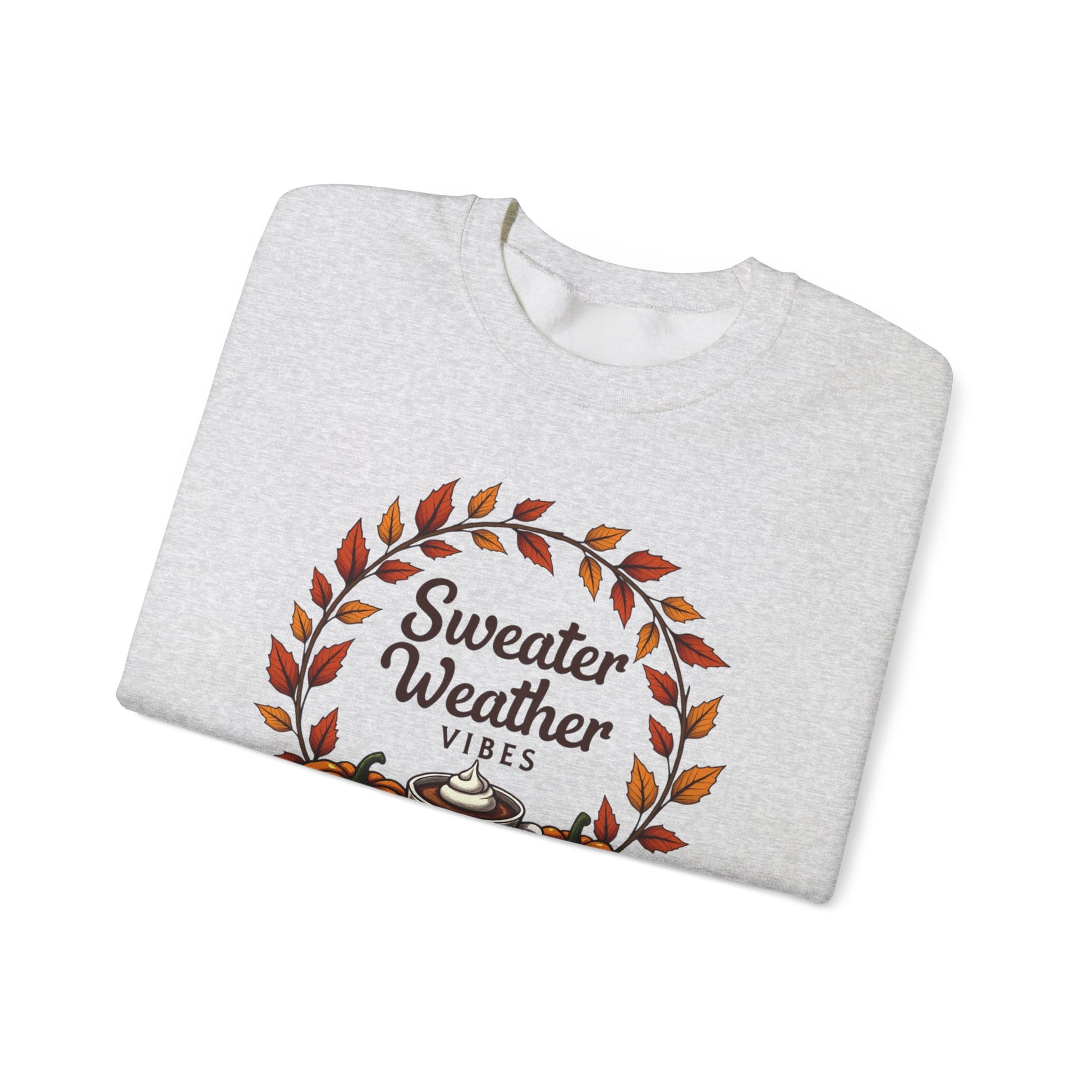 Sweater Weather Vibes, Cozy Fall Pumpkin Coffee Sweatshirt