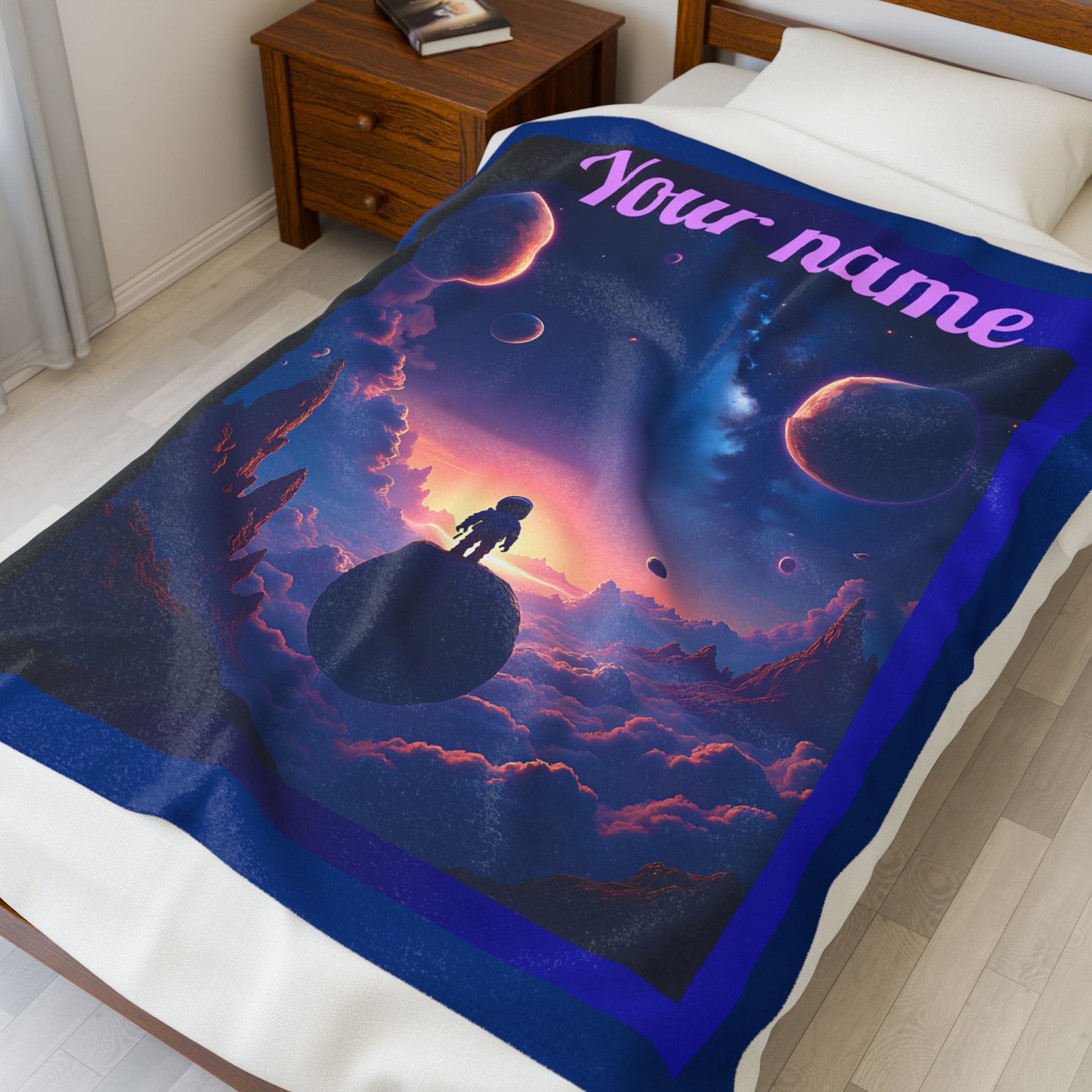 Personalized Cosmic Adventure Velveteen Plush Blanket