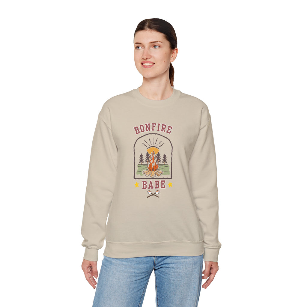 Bonfire Babe Crewneck Sweatshirt – Cozy Fall Campfire Pullover for Outdoor Lovers