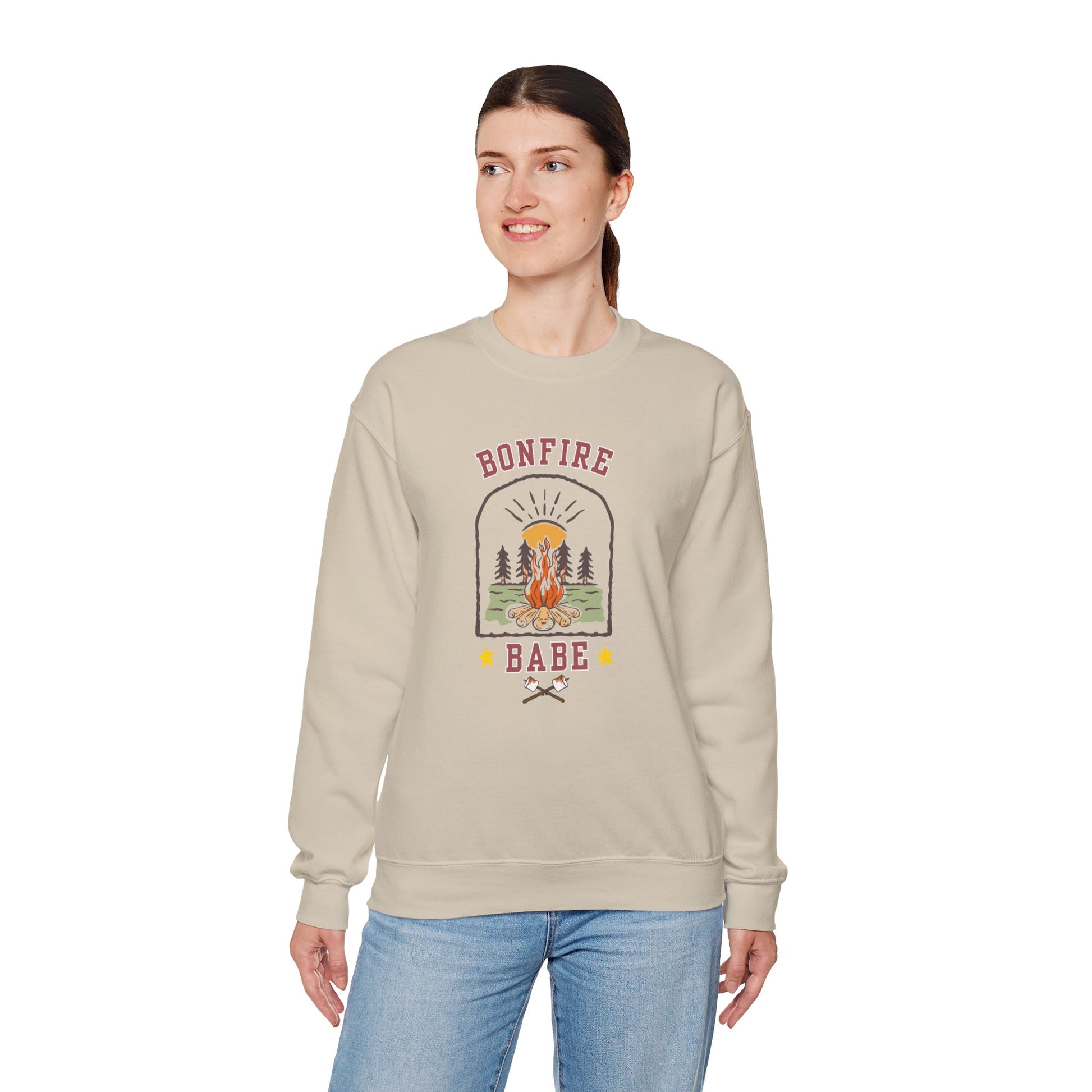 Bonfire Babe Crewneck Sweatshirt – Cozy Fall Campfire Pullover for Outdoor Lovers