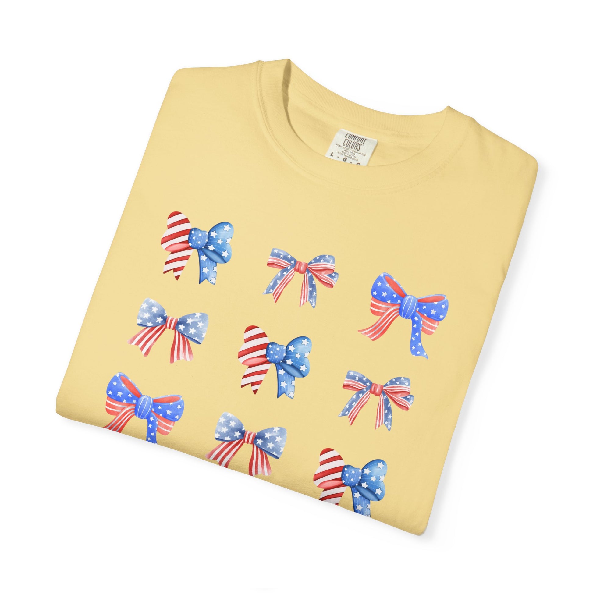 Patriotic Ribbon Bows T-Shirt — American Flag 4th of July Tee