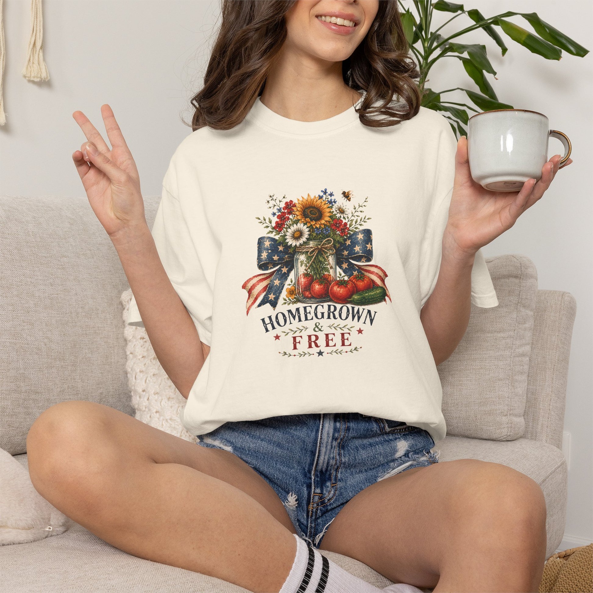 Patriotic Sunflower "Homegrown & Free" T-Shirt