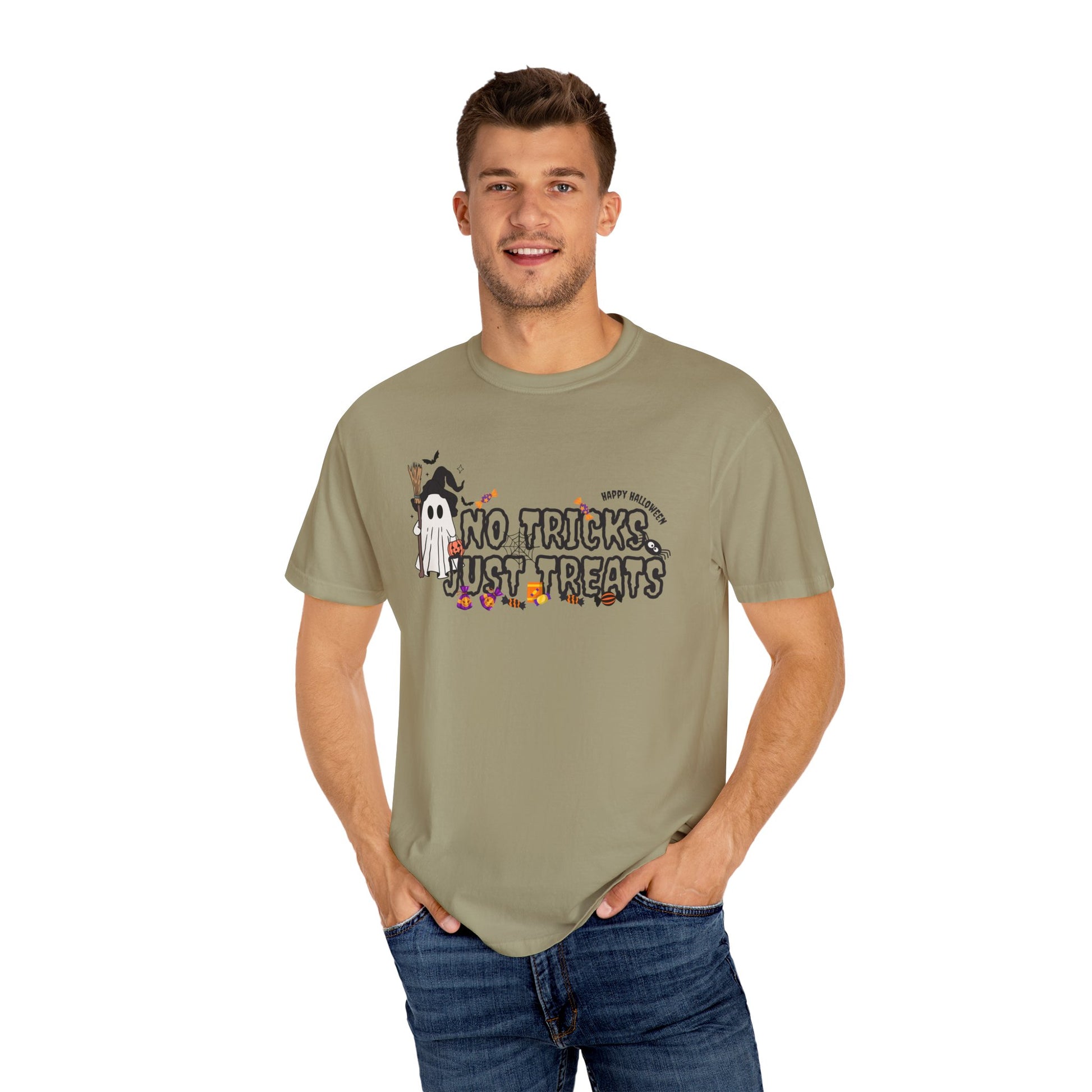 No Tricks Just Treats Halloween Garment-Dyed T-Shirt