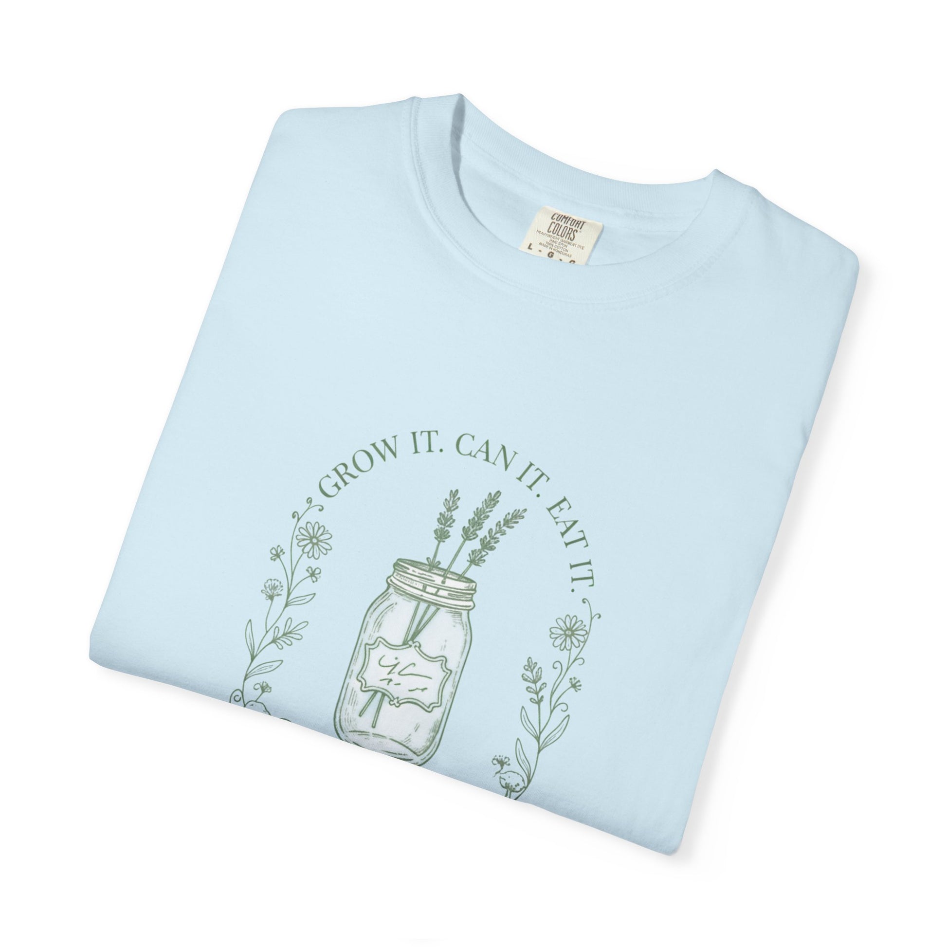 Mason Jar Wildflowers T-Shirt — "Grow It. Can It. Eat It."