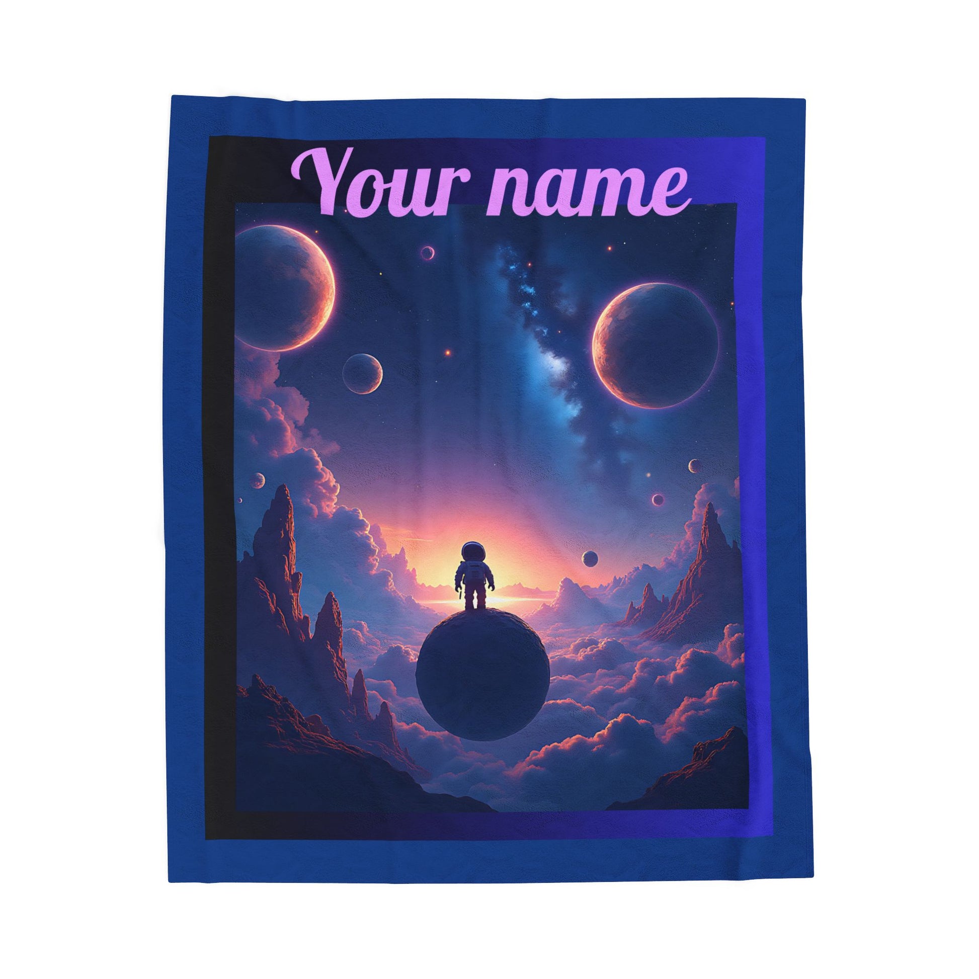 Personalized Cosmic Adventure Velveteen Plush Blanket