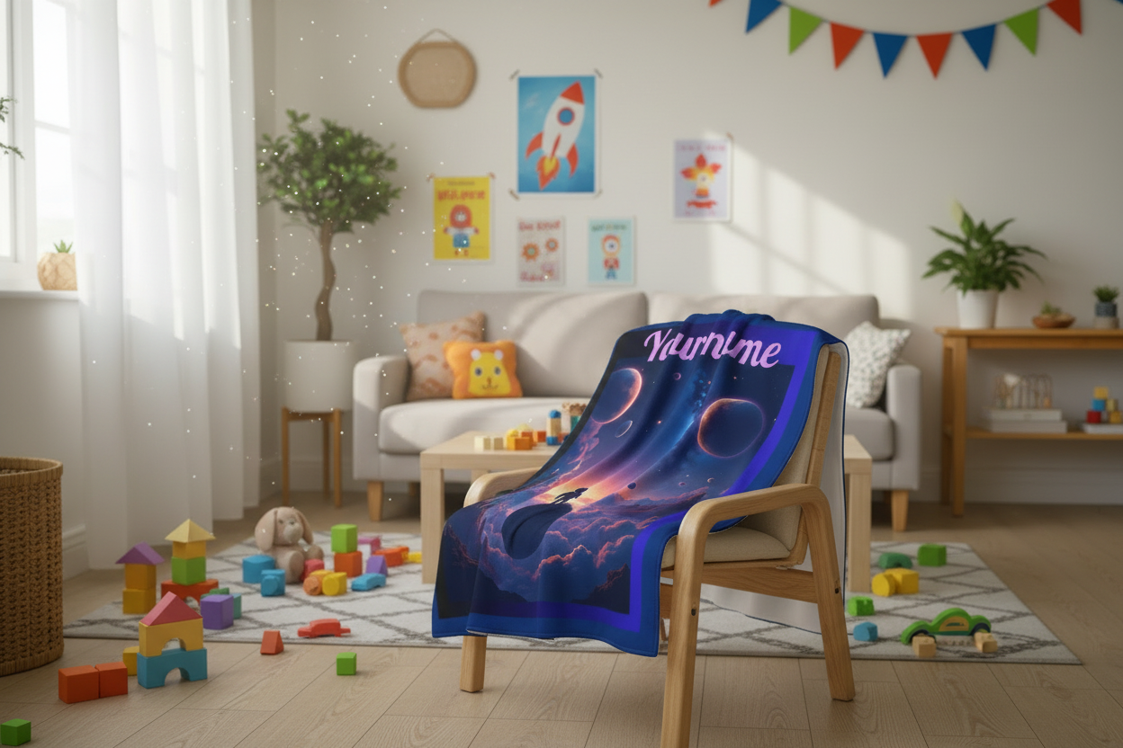 Personalized Cosmic Adventure Velveteen Plush Blanket