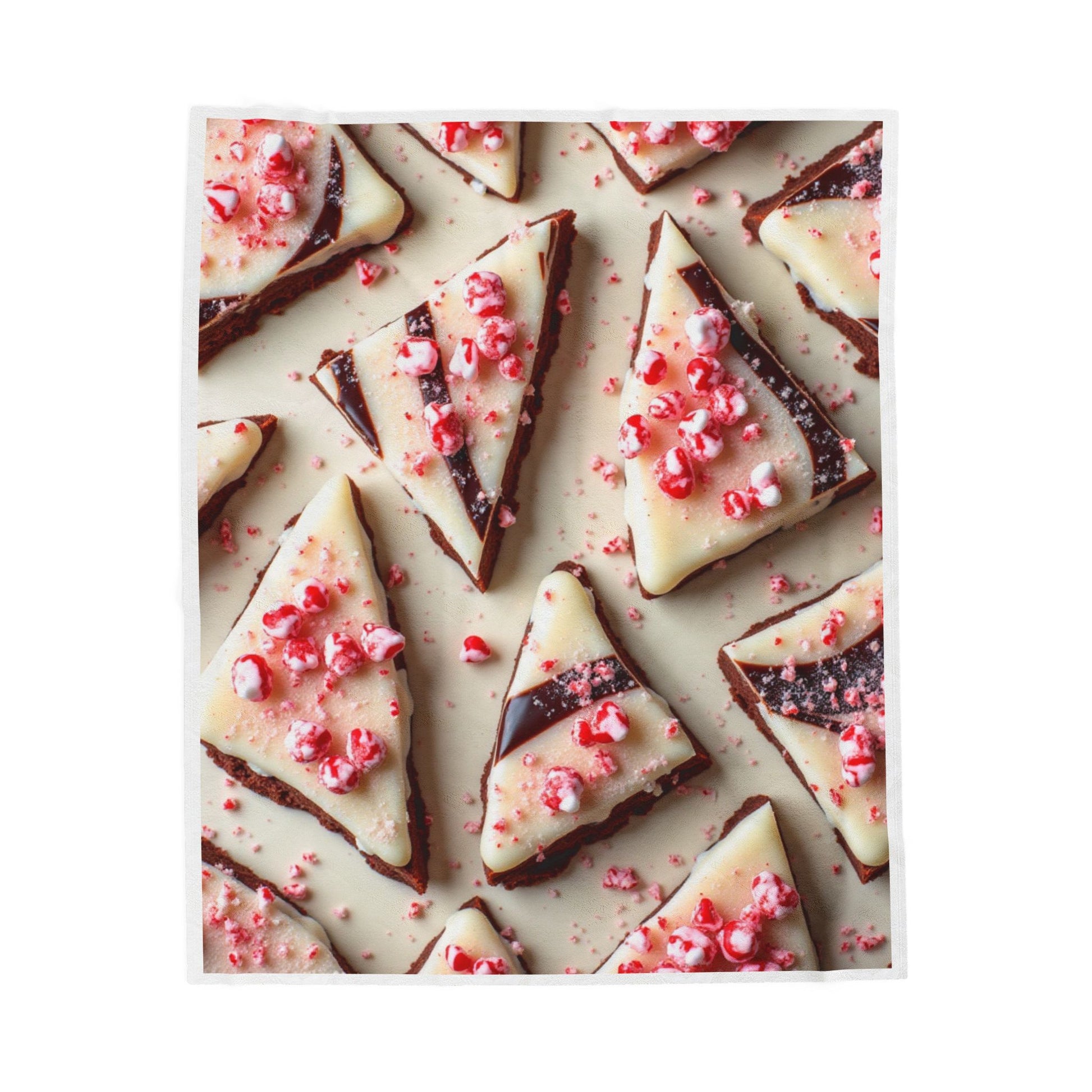Peppermint Bark Delight Velveteen Blanket