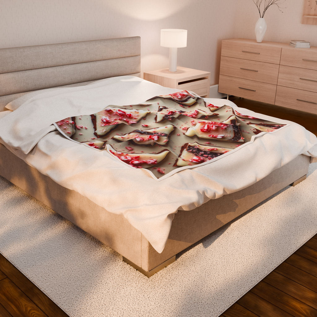 Peppermint Bark Delight Velveteen Blanket