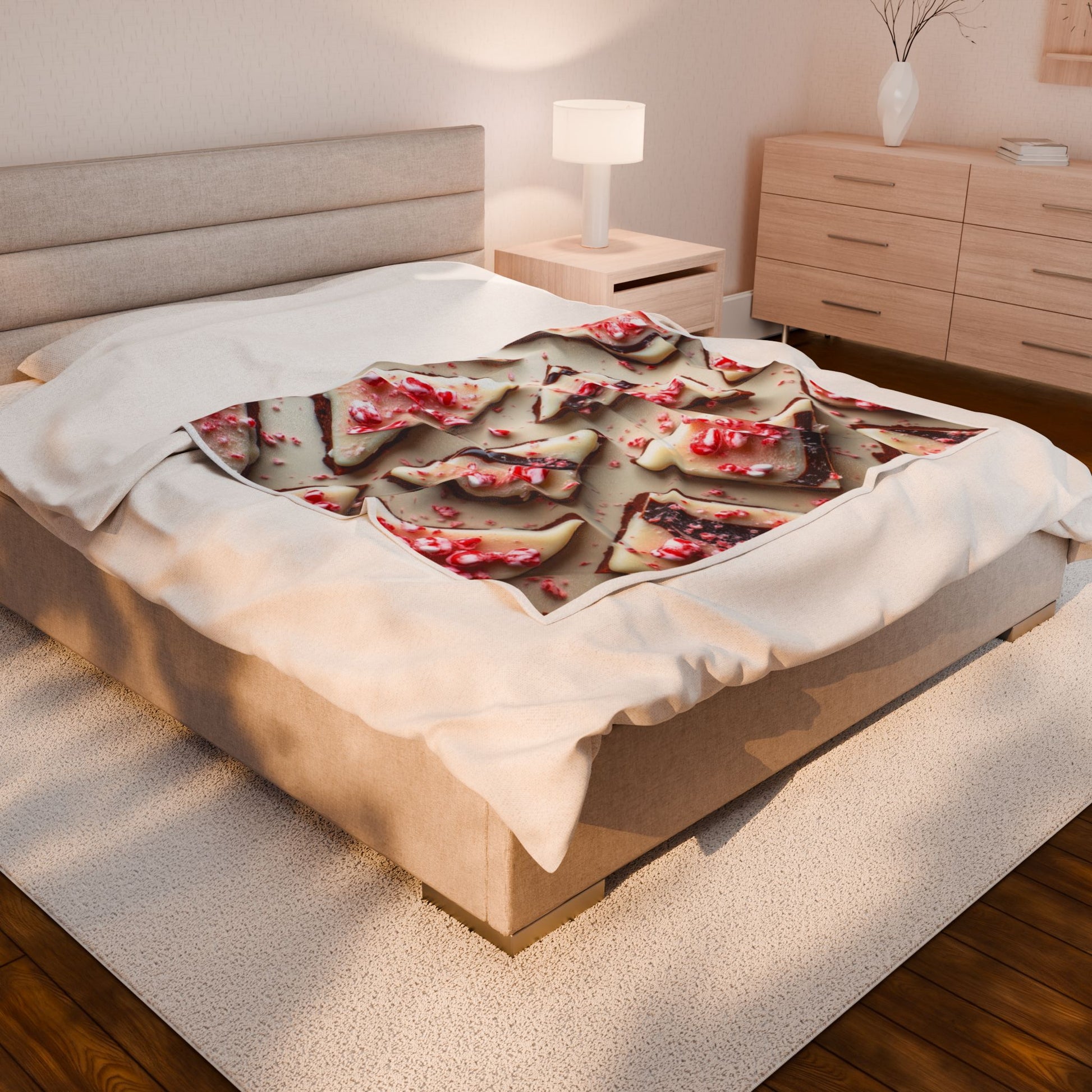 Peppermint Bark Delight Velveteen Blanket