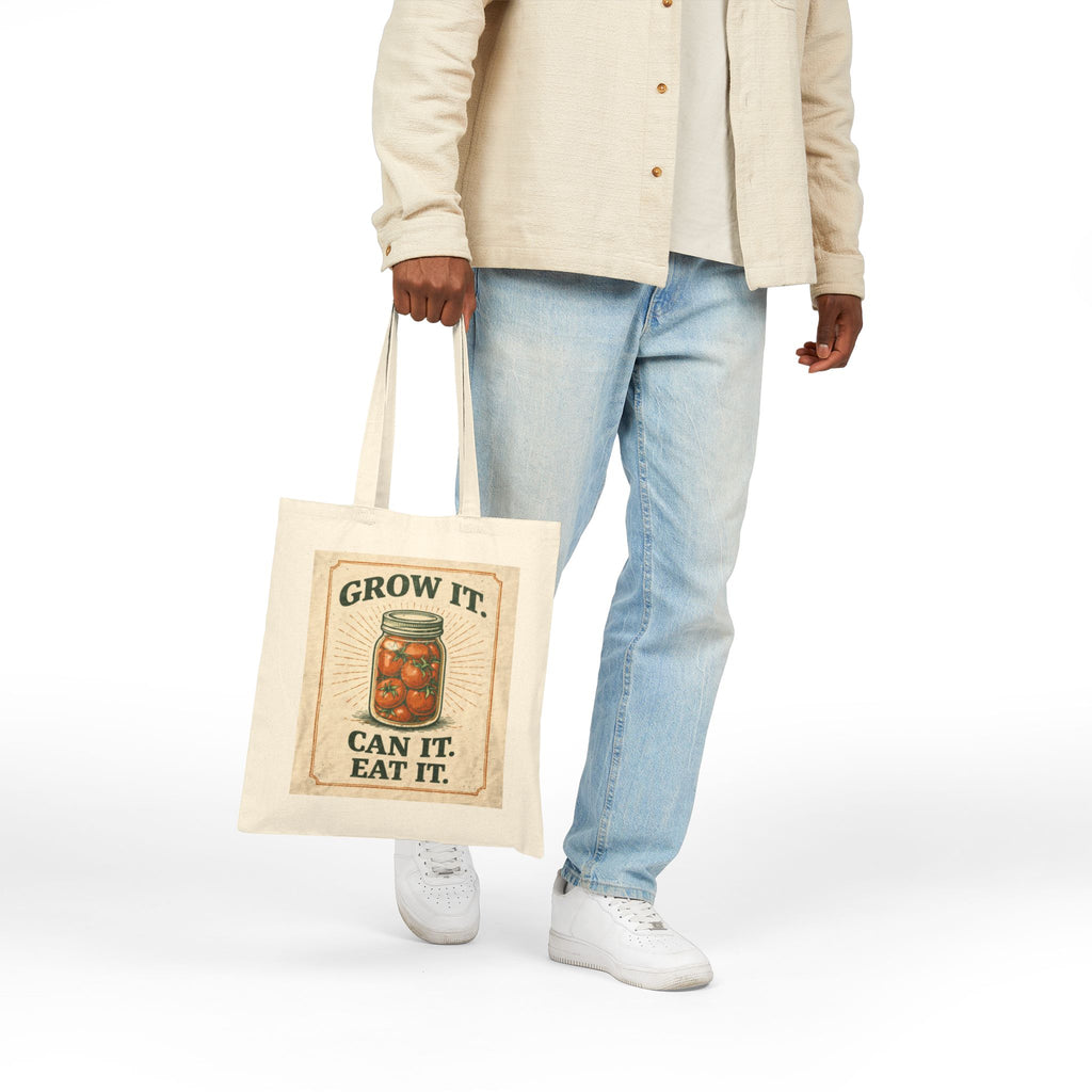 Grow It. Can It. Eat It. Canvas Tote - Gardening & Canning Market Bag