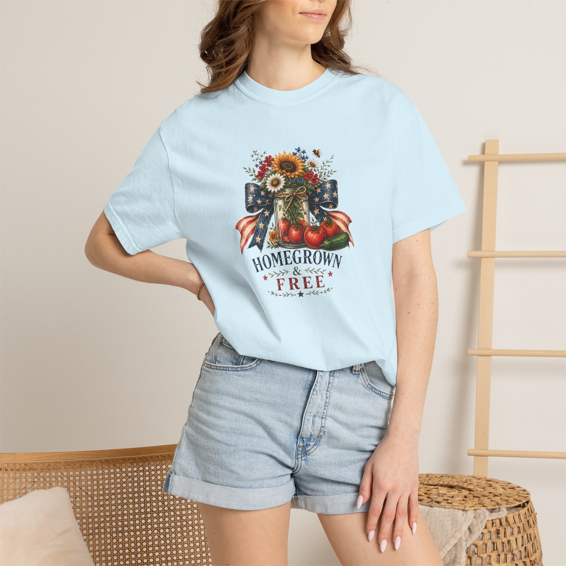 Patriotic Sunflower "Homegrown & Free" T-Shirt