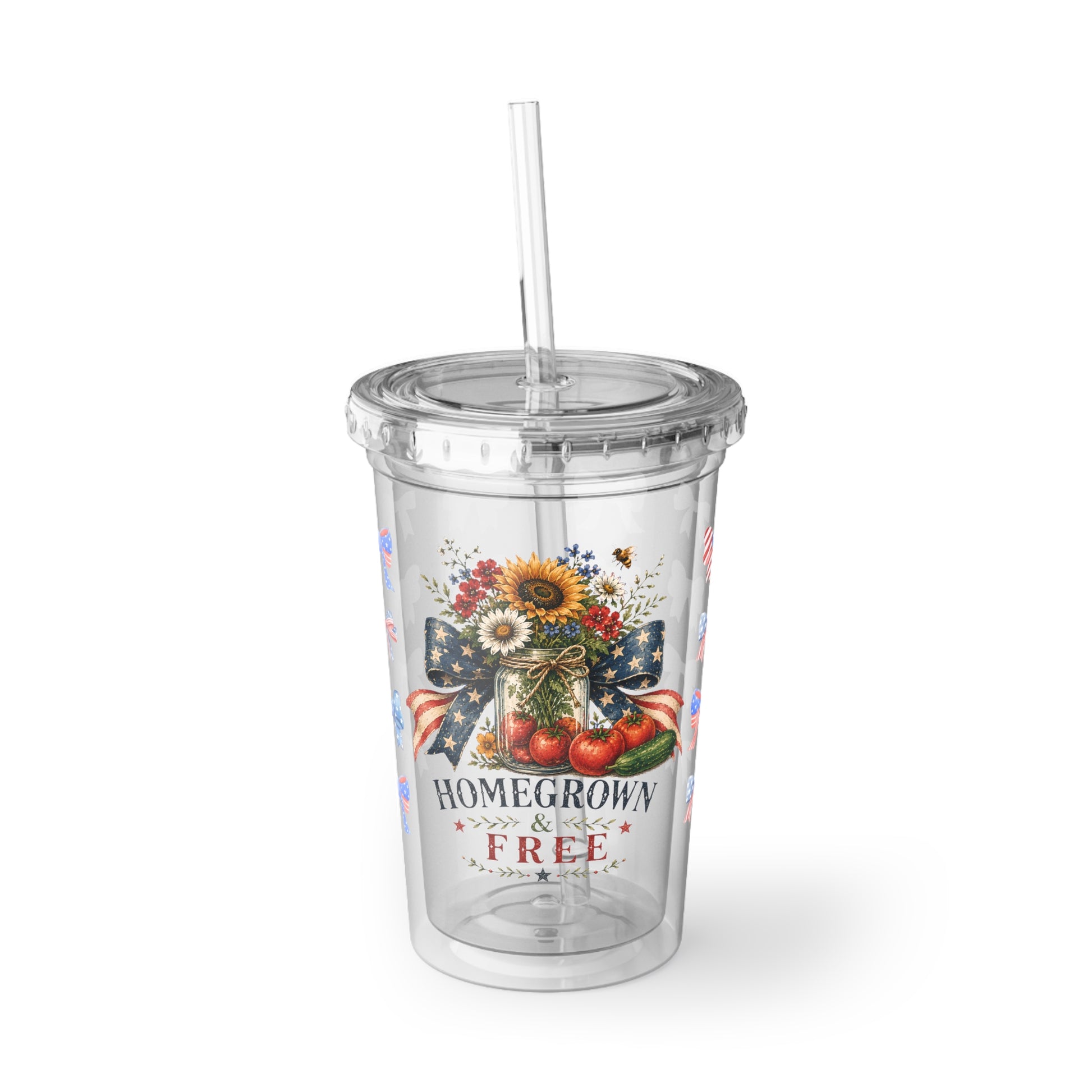 Patriotic 'Homegrown & Free' Acrylic Tumbler
