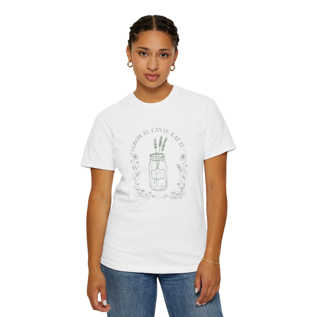 Mason Jar Wildflowers T-Shirt — "Grow It. Can It. Eat It."