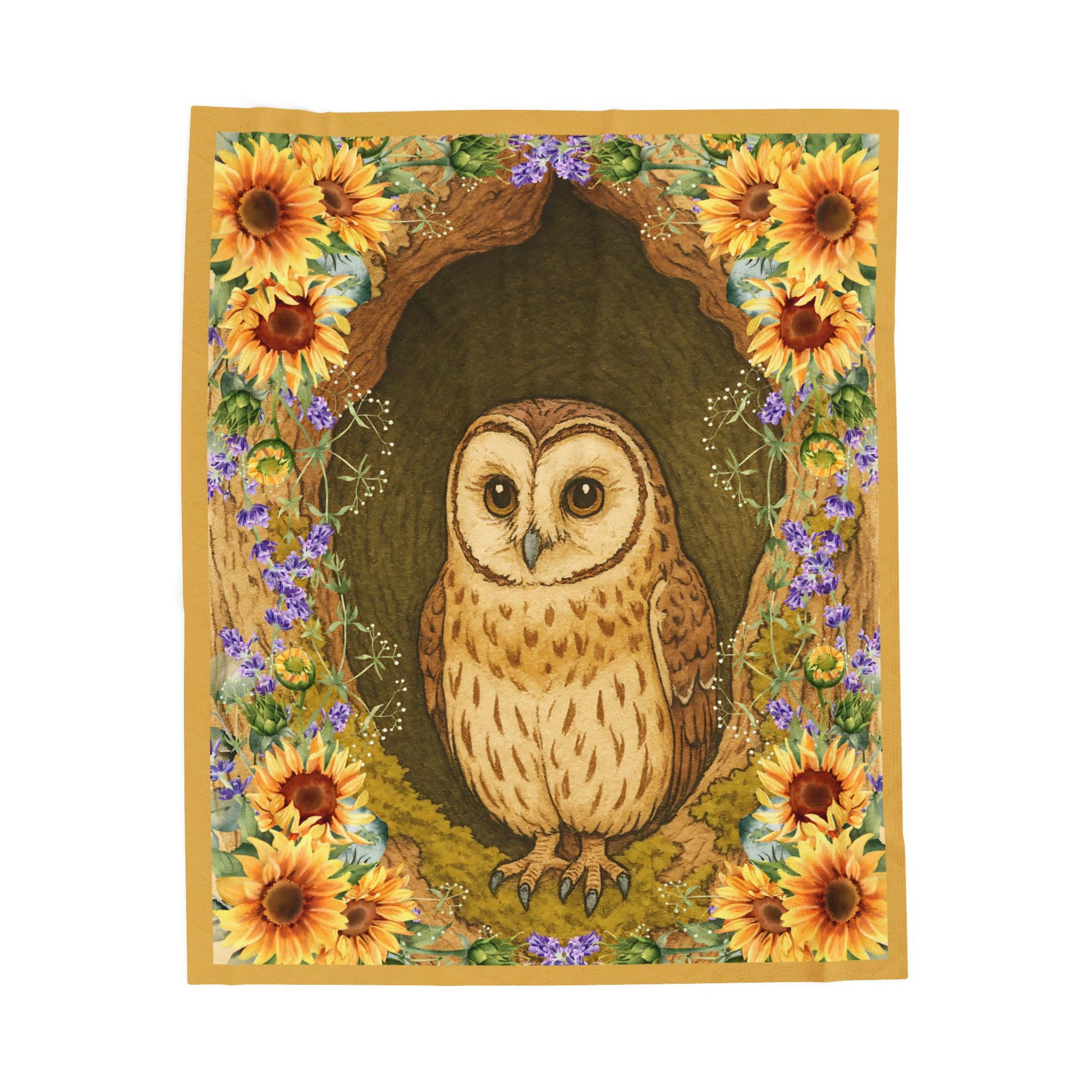 Sunflower Owl Plush Blanket, Cozy Throw Blanket, Home Decor, Gift for Owl Lovers, Fall Decor, Warm Blanket for Winter