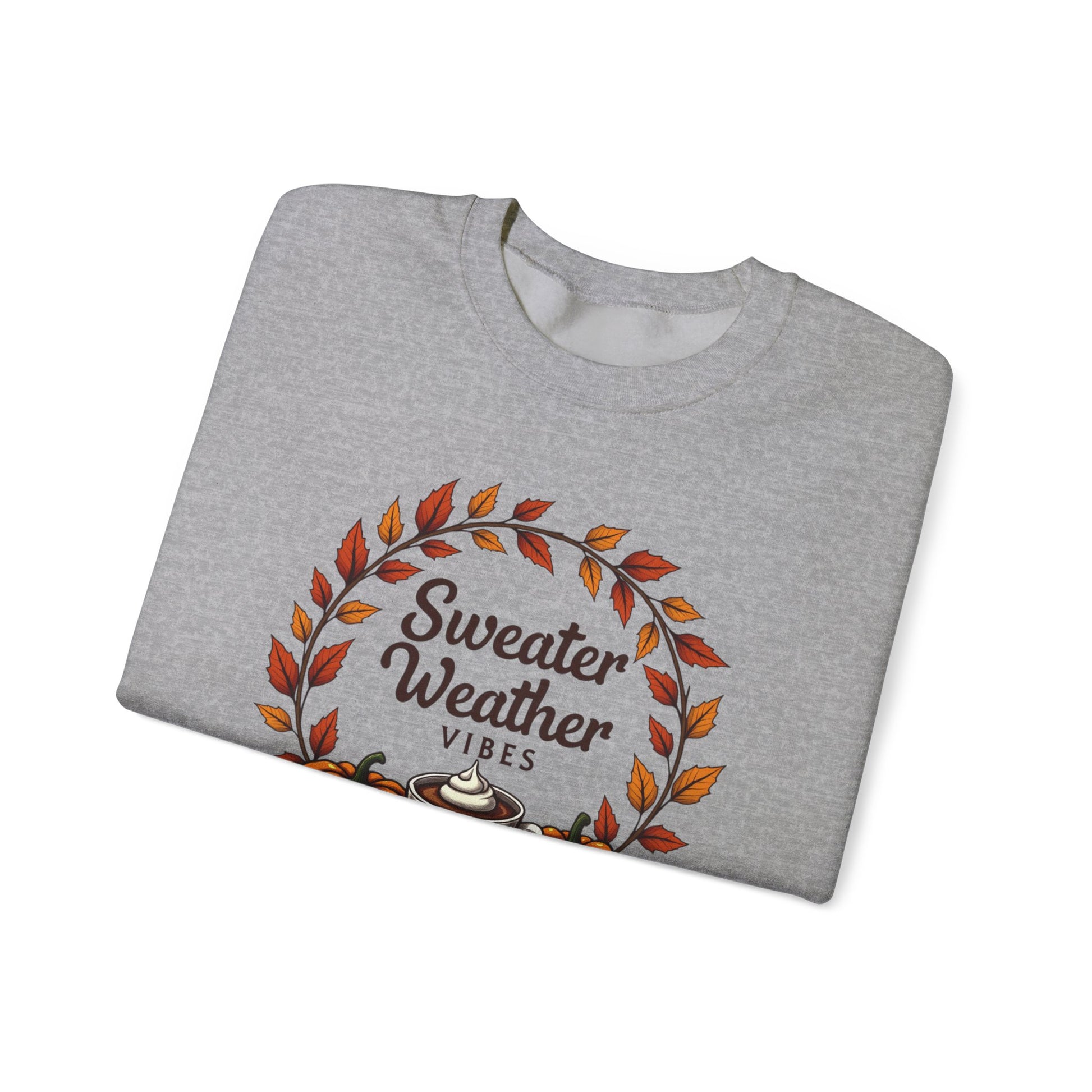 Sweater Weather Vibes, Cozy Fall Pumpkin Coffee Sweatshirt