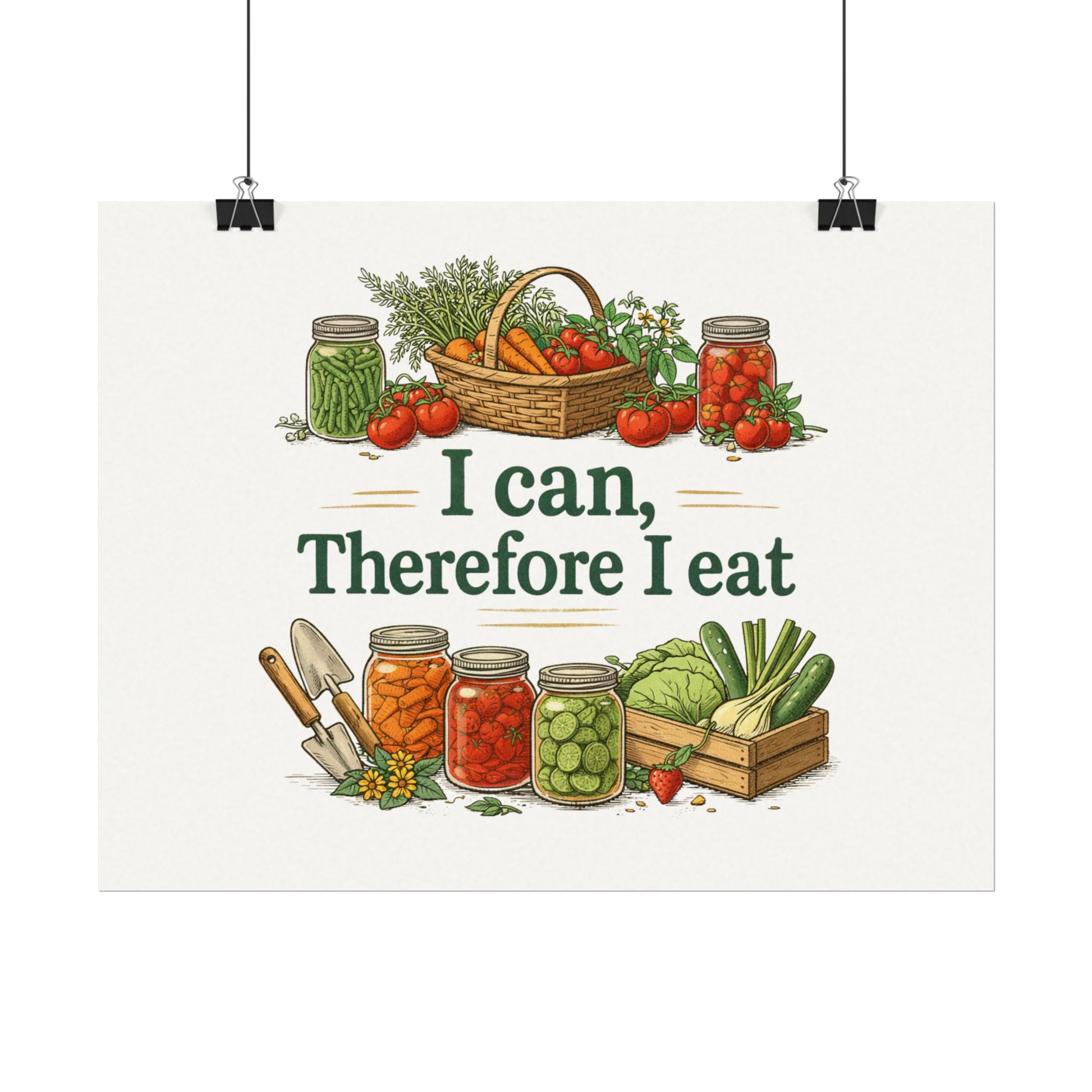 I Can Therefore I Eat — Watercolor Kitchen Poster
