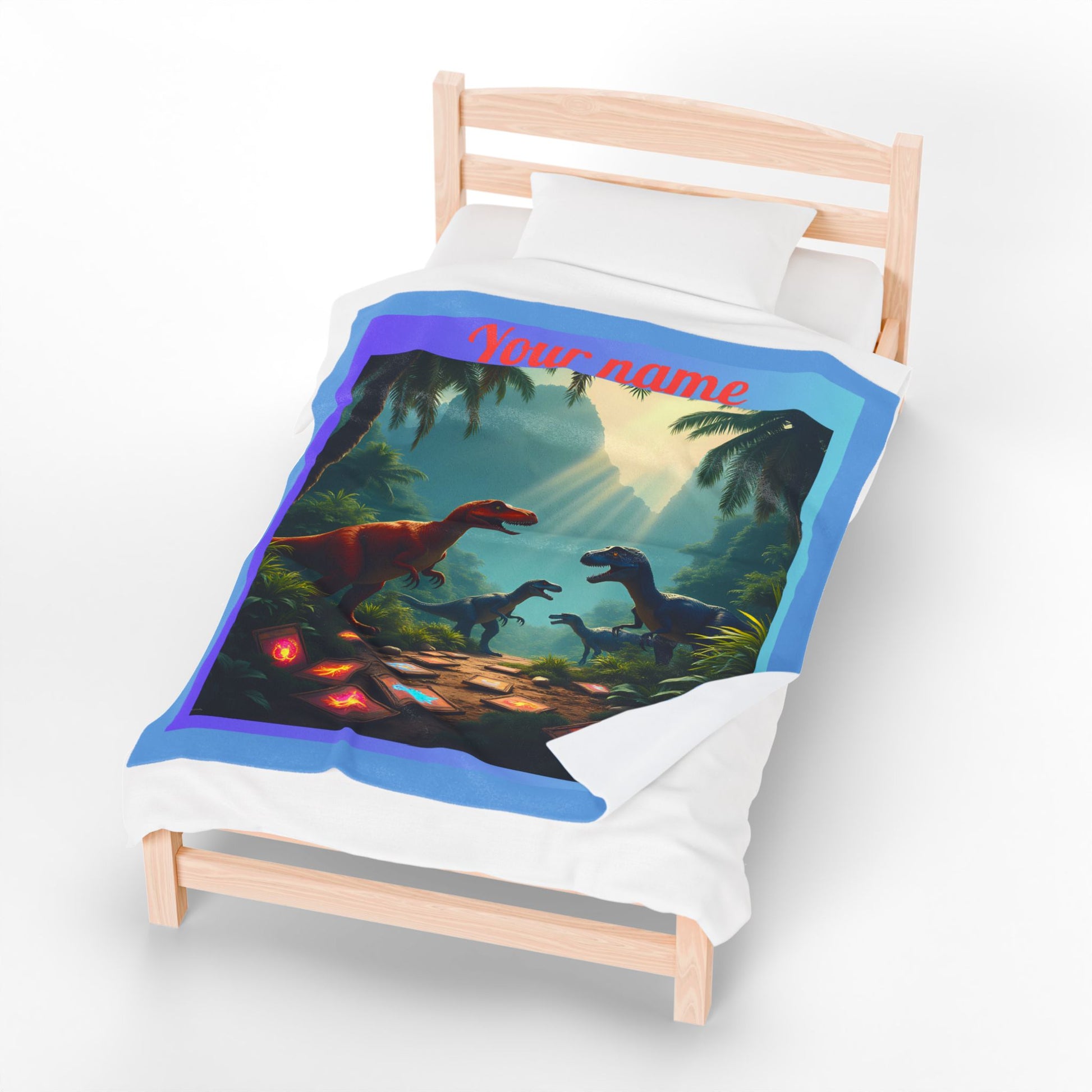 Personalized Dinosaur Plush Blanket — Velveteen Kids Throw