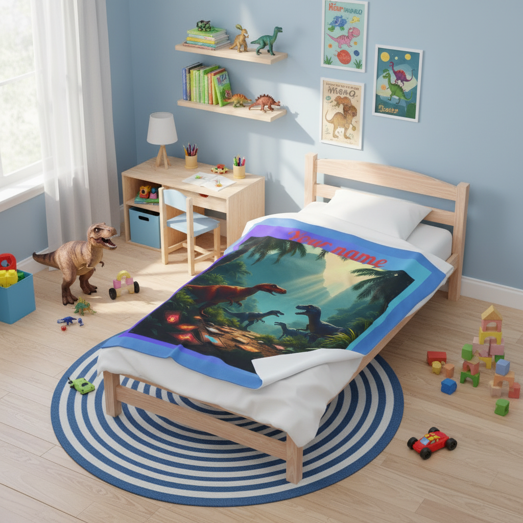 Personalized Dinosaur Plush Blanket — Velveteen Kids Throw