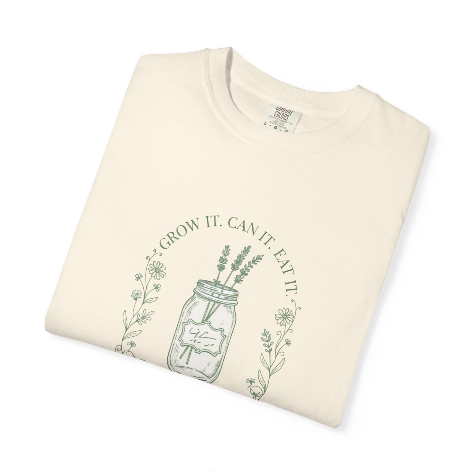 Mason Jar Wildflowers T-Shirt — "Grow It. Can It. Eat It."