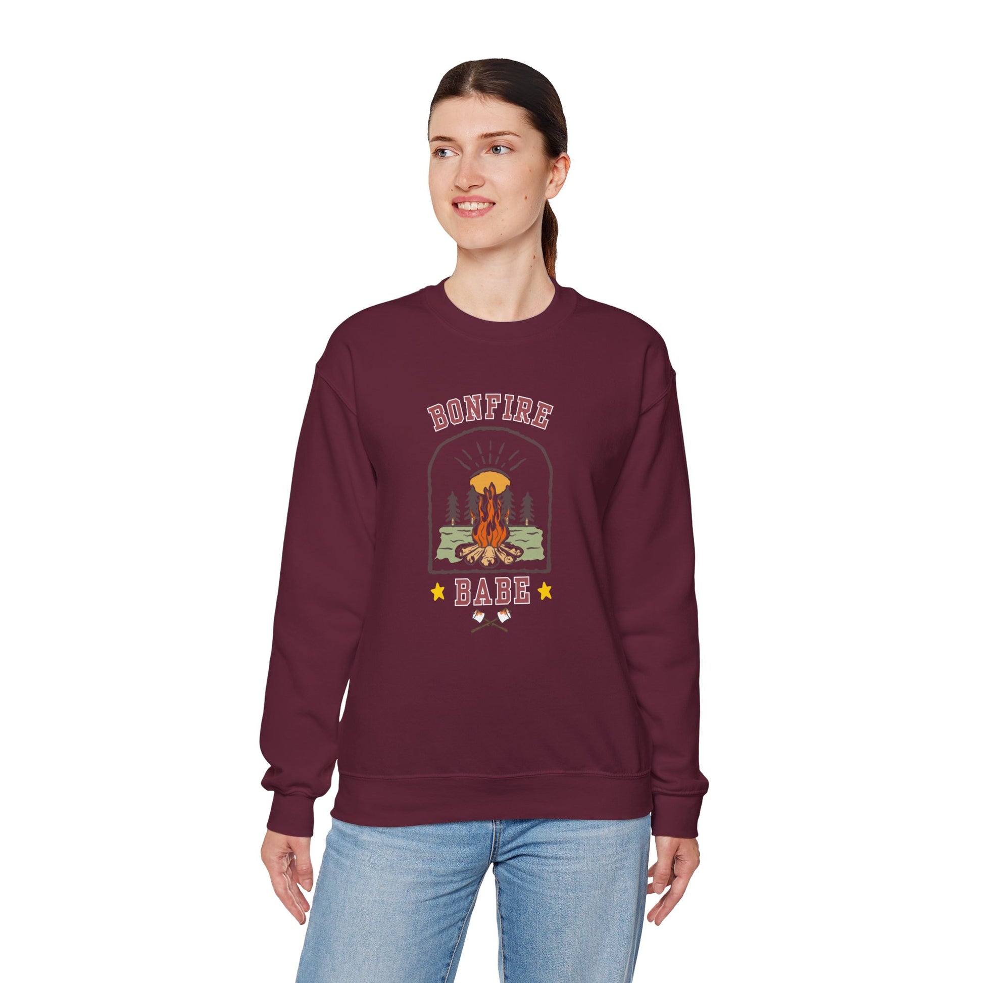 Bonfire Babe Crewneck Sweatshirt – Cozy Fall Campfire Pullover for Outdoor Lovers