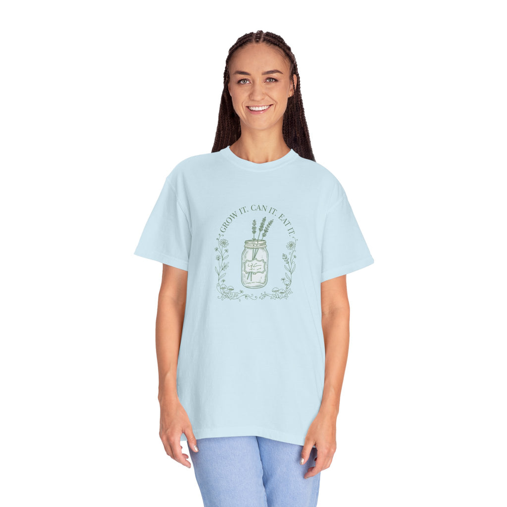 Mason Jar Wildflowers T-Shirt — "Grow It. Can It. Eat It."