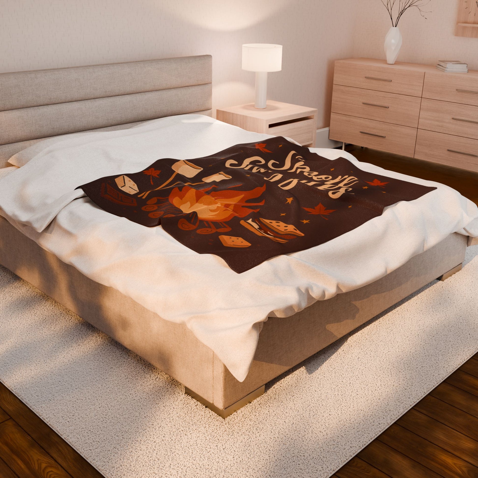 S'more Snuggles Velveteen Plush Blanket Perfect for Fall Decor and Winter Nights