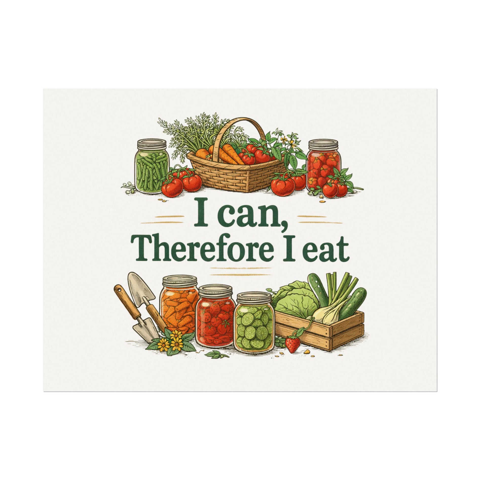 I Can Therefore I Eat — Watercolor Kitchen Poster